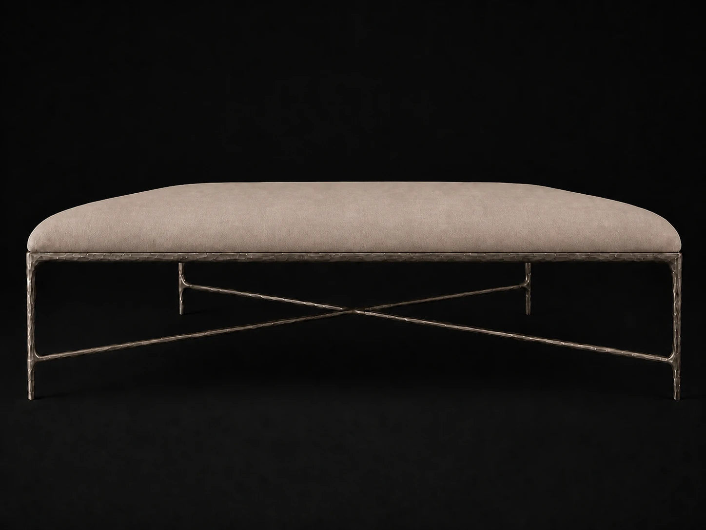 Square Coffee Ottoman — Nubuck Leather Fawn — Forged Bronze #Fabric & Color_Nubuck Leather Fawn