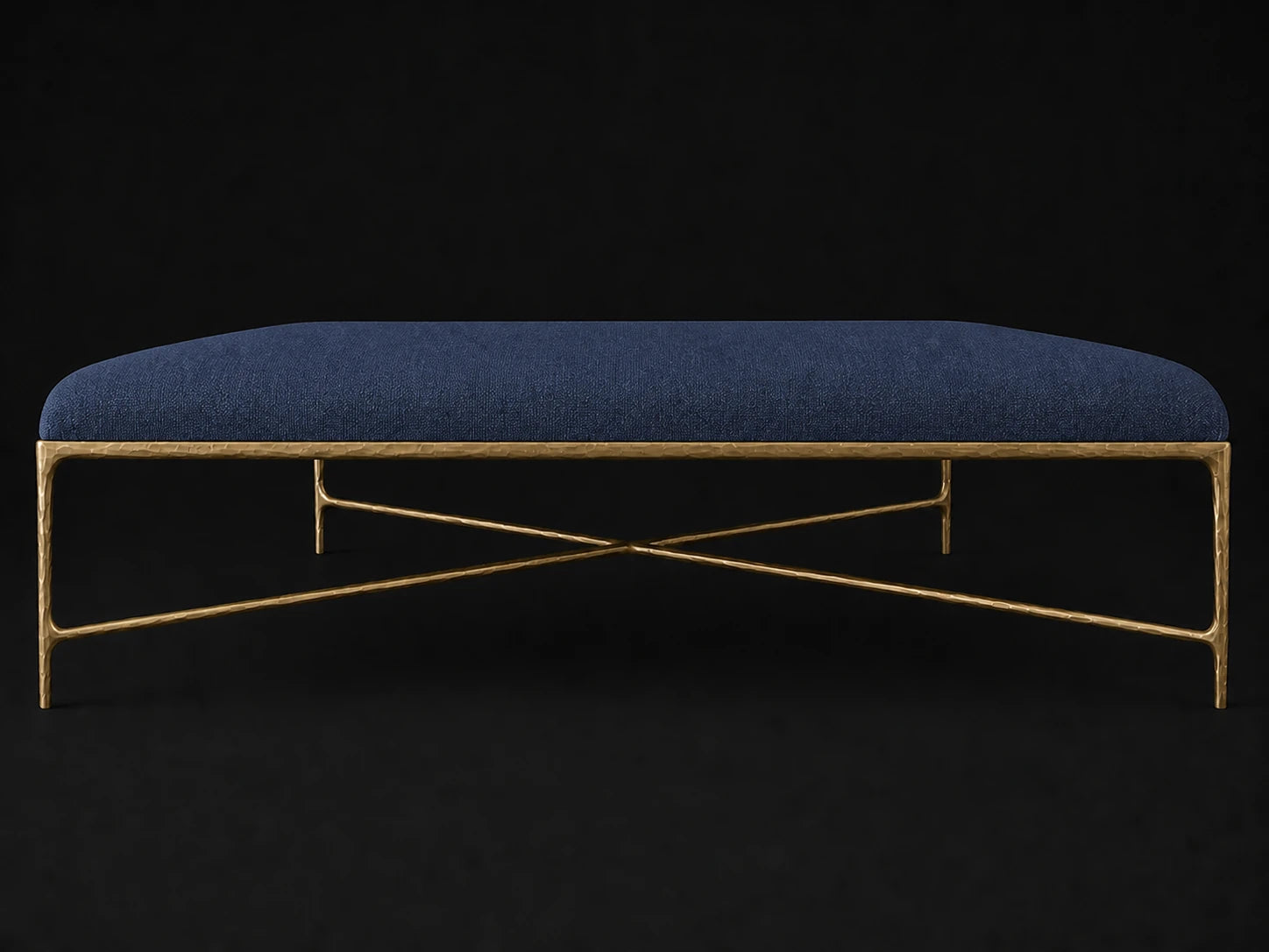 Square Coffee Ottoman — Performance Linen Weave Bay — Forged Brass #Fabric & Color_Performance Linen Weave Bay