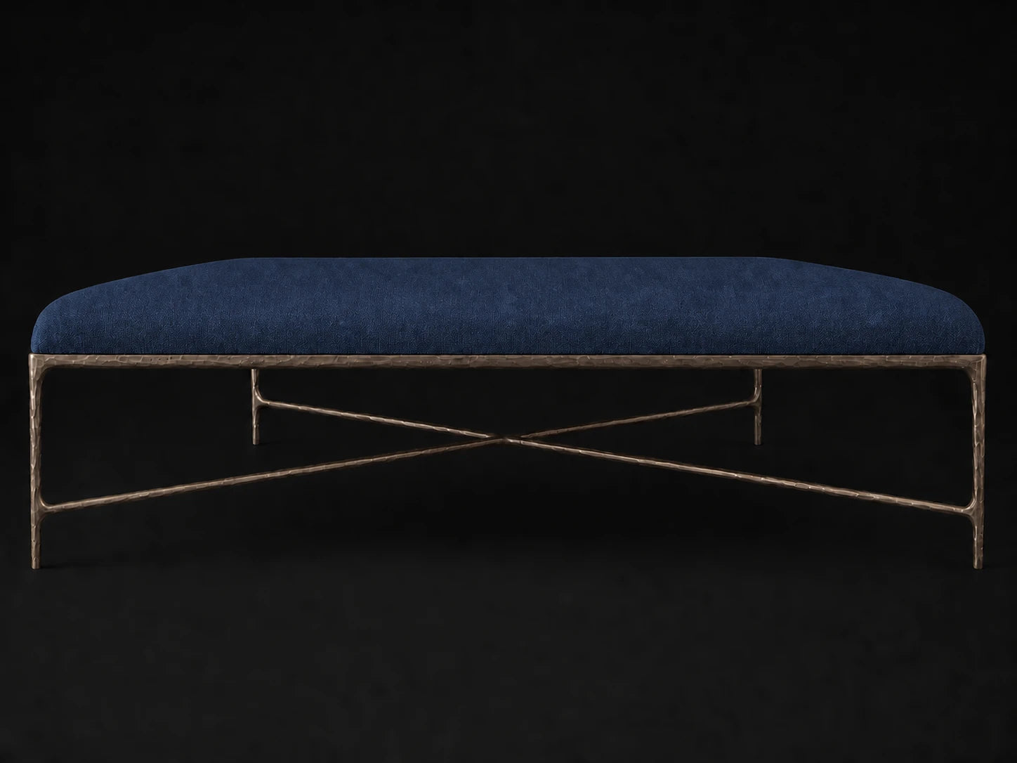 Square Coffee Ottoman — Performance Linen Weave Bay — Forged Bronze #Fabric & Color_Performance Linen Weave Bay