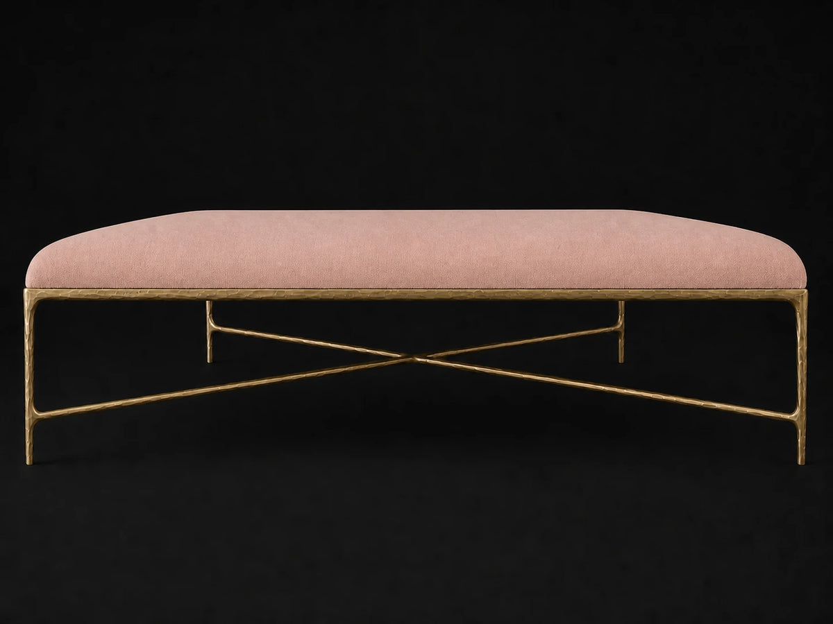 Square Coffee Ottoman — Performance Velvet Blossom — Forged Brass #Fabric & Color_Performance Velvet Blossom