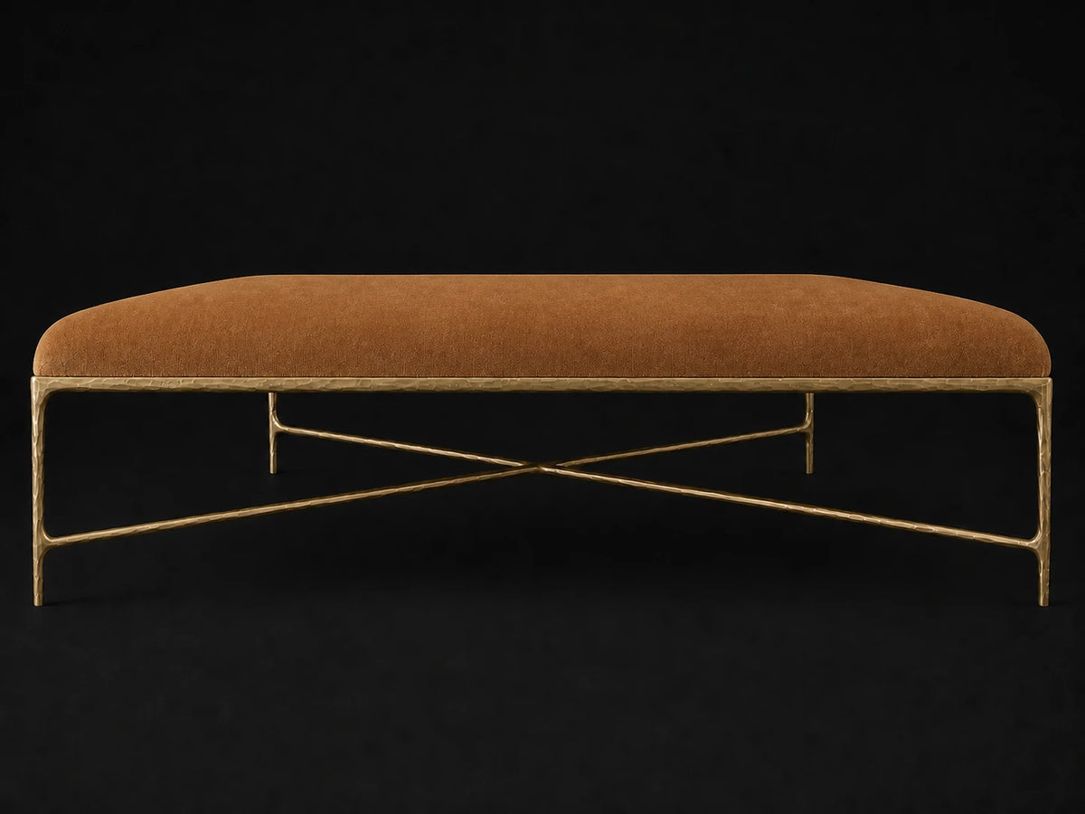 Square Coffee Ottoman — Performance Velvet Cider — Forged Brass #Fabric & Color_Performance Velvet Cider