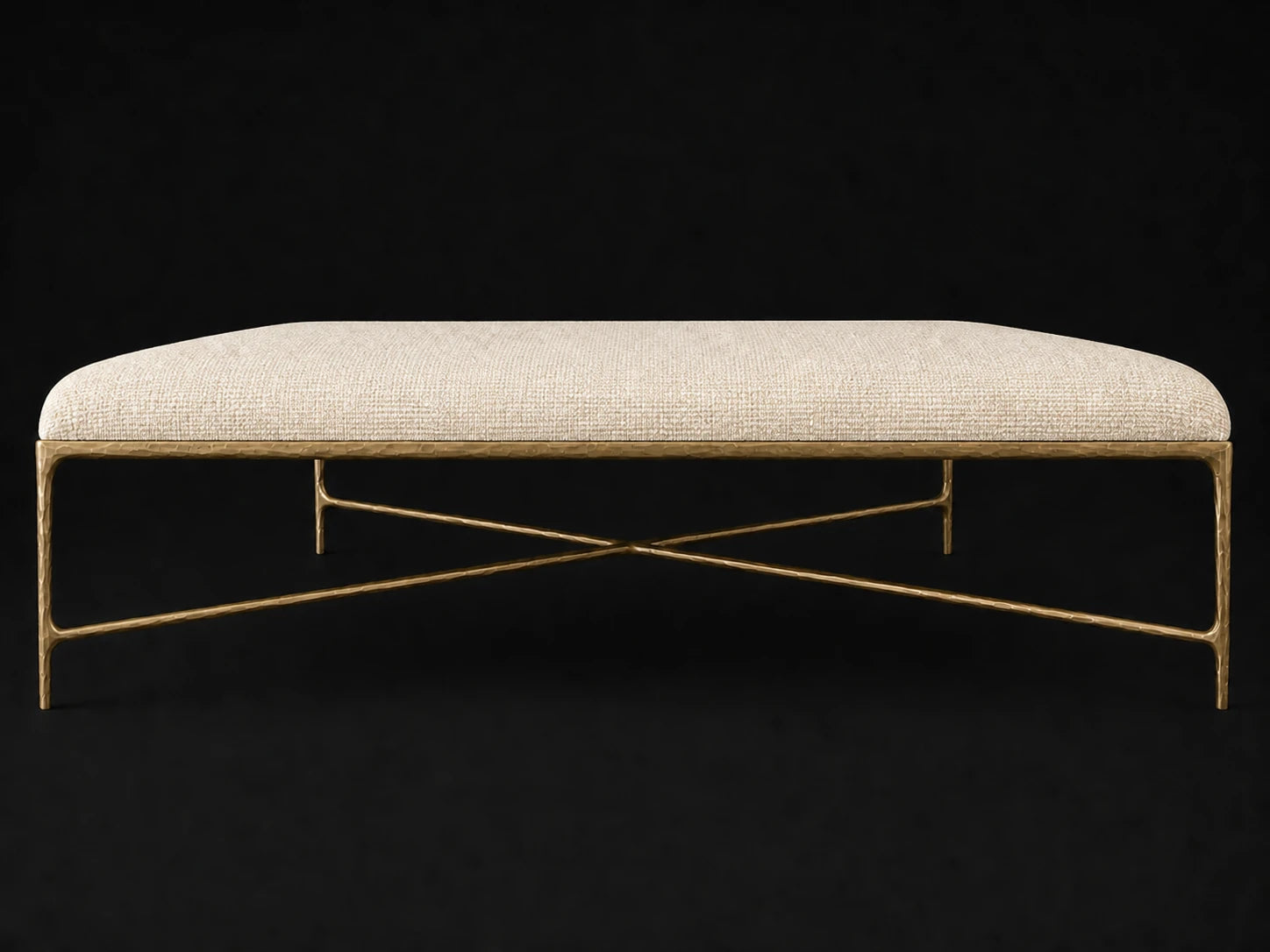 Square Coffee Ottoman — Performance Woven Chenille Desert — Forged Brass #Fabric & Color_Performance Woven Chenille Desert