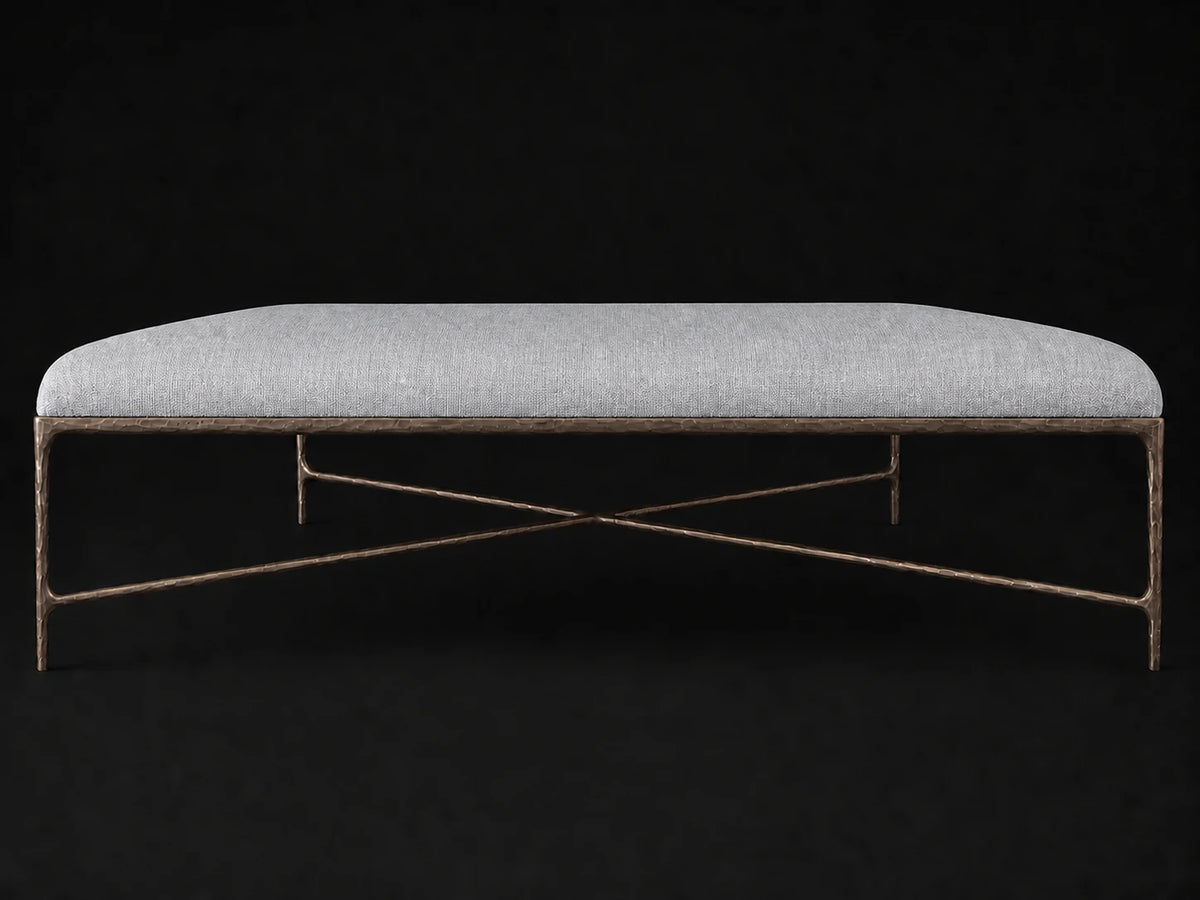 Square Coffee Ottoman — Performance Woven Chenille Rain — Forged Bronze #Fabric & Color_Performance Woven Chenille Rain