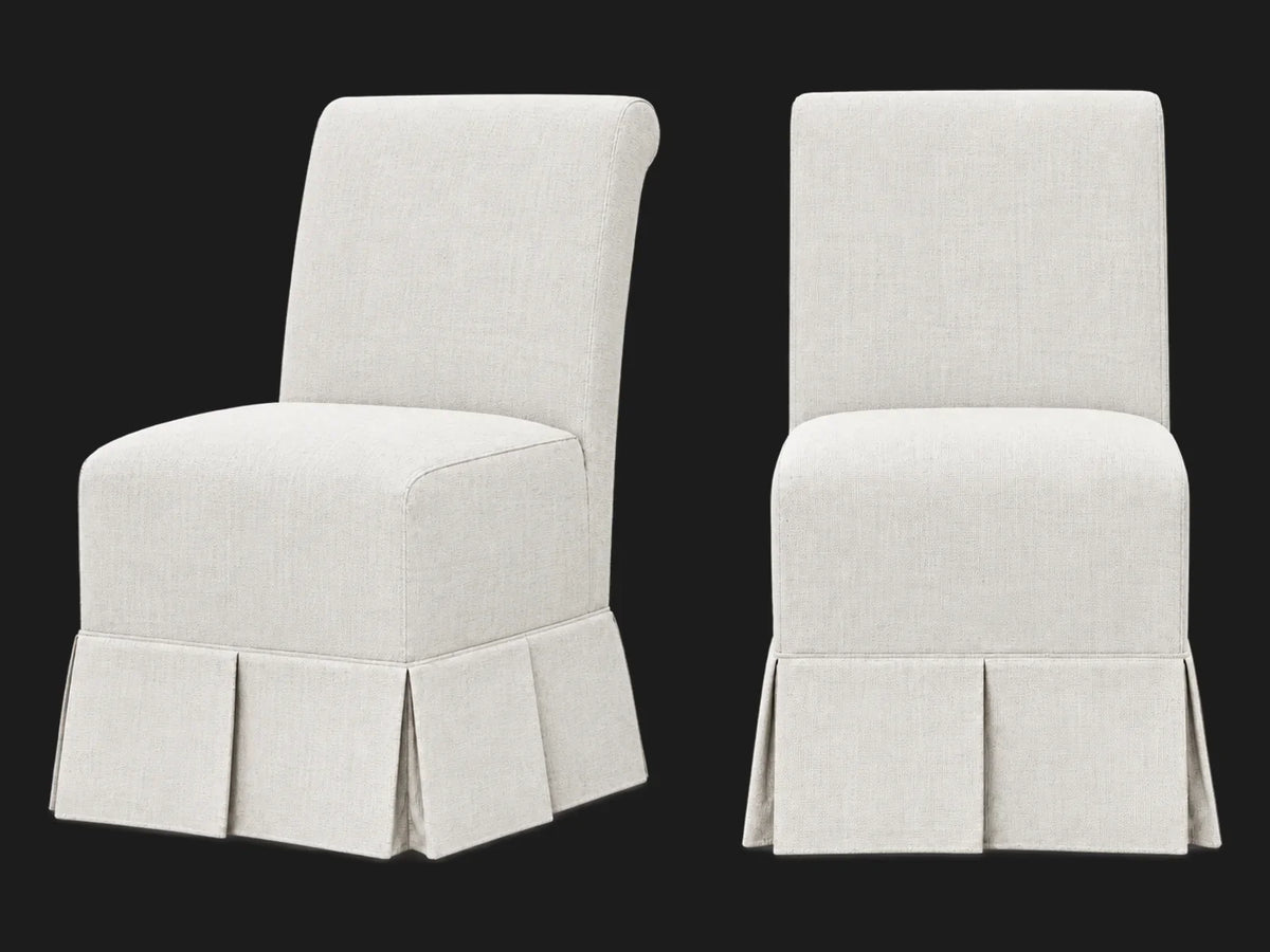 Dalia Armless Dining Chair 2-piece set in Heritage Belgian Linen Egret #Fabric & Color_Heritage Belgian Linen Egret