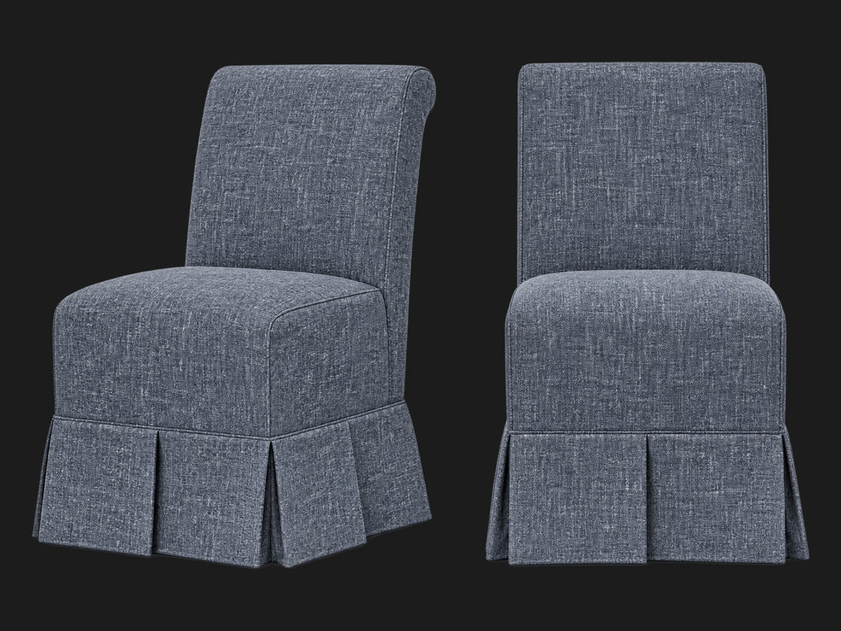 Dalia Armless Dining Chair 2-piece set in Heritage Belgian Linen Lake #Fabric & Color_Heritage Belgian Linen Lake