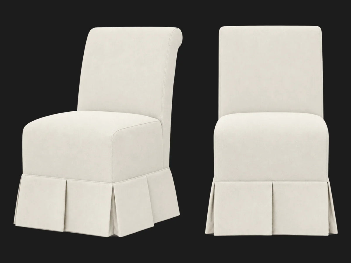 Dalia Armless Dining Chair 2-piece set in Italian Brushed Wool Vanilla
