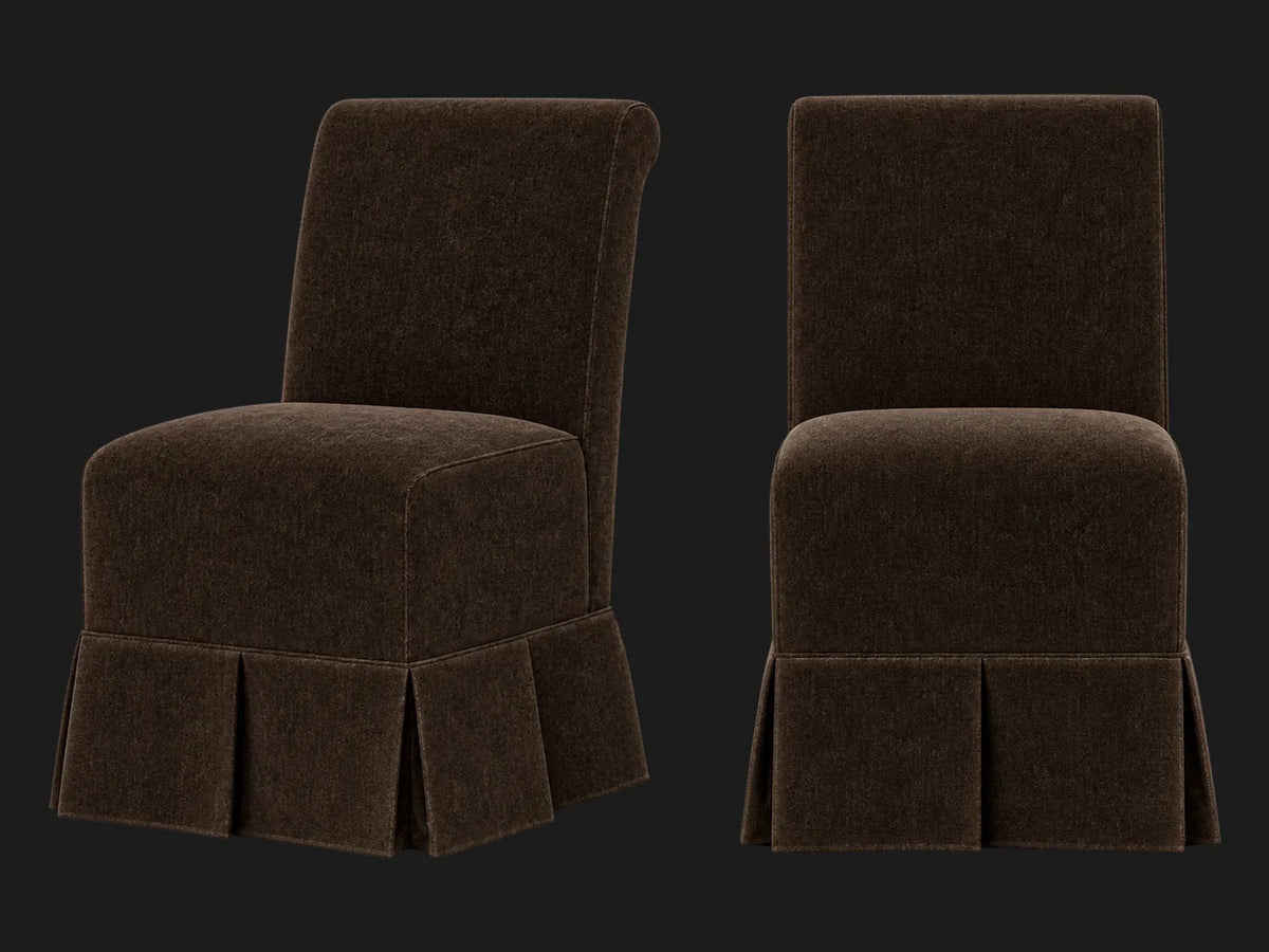 Dalia Armless Dining Chair 2-piece set in Mohair Chocolate #Fabric & Color_Mohair Chocolate