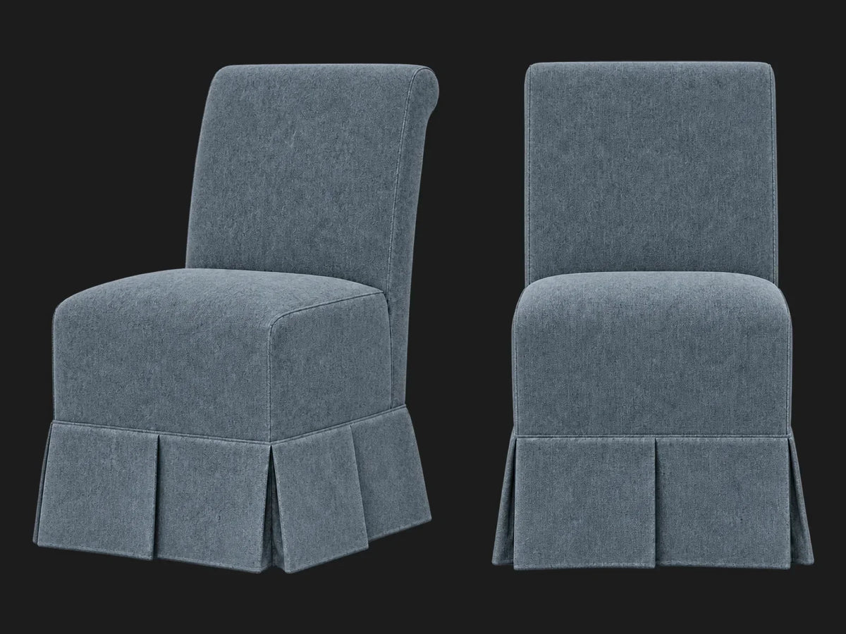 Dalia Armless Dining Chair 2-piece set in Mohair Slate Blue #Fabric & Color_Mohair Slate Blue