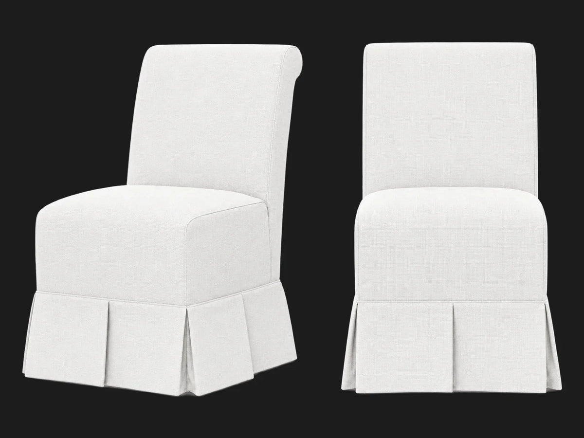 Dalia Armless Dining Chair 2-piece set in Performance Linen Weave Pure White #Fabric & Color_Performance Linen Weave Pure White