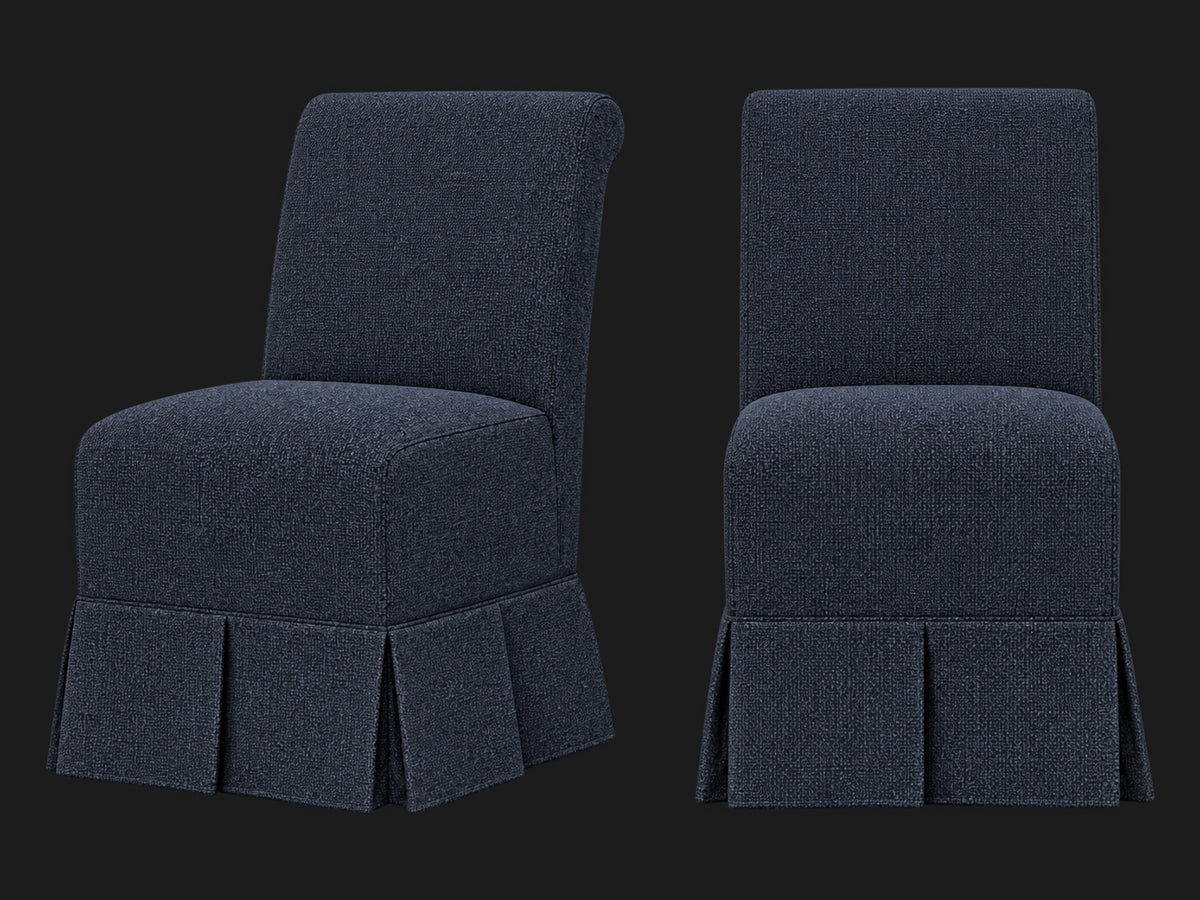 Dalia Armless Dining Chair 2-piece set in Performance Textural Weave Marina #Fabric & Color_Performance Textural Weave Marina