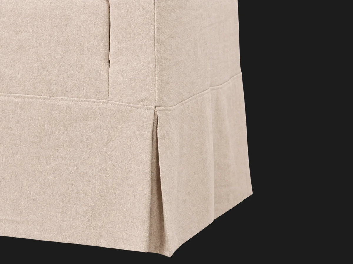 Dalia Slipcovered Chair in Heritage Belgian Linen Petal - pleated skirt detail
