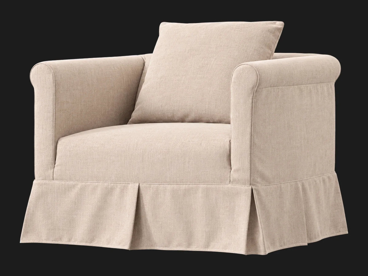 Dalia Slipcovered Chair in Heritage Belgian Linen Petal - alternate three-quarter view