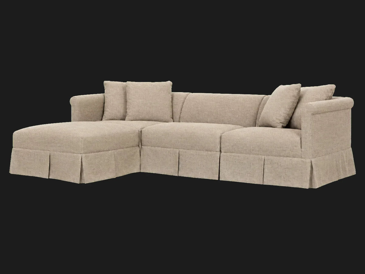 Dalia 4-piece chaise sectional — three-quarter view in Performance Textural Weave Earthen