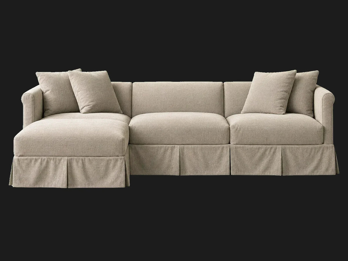 Dalia 4-piece chaise sectional — isolated front view in Performance Textural Weave Earthen