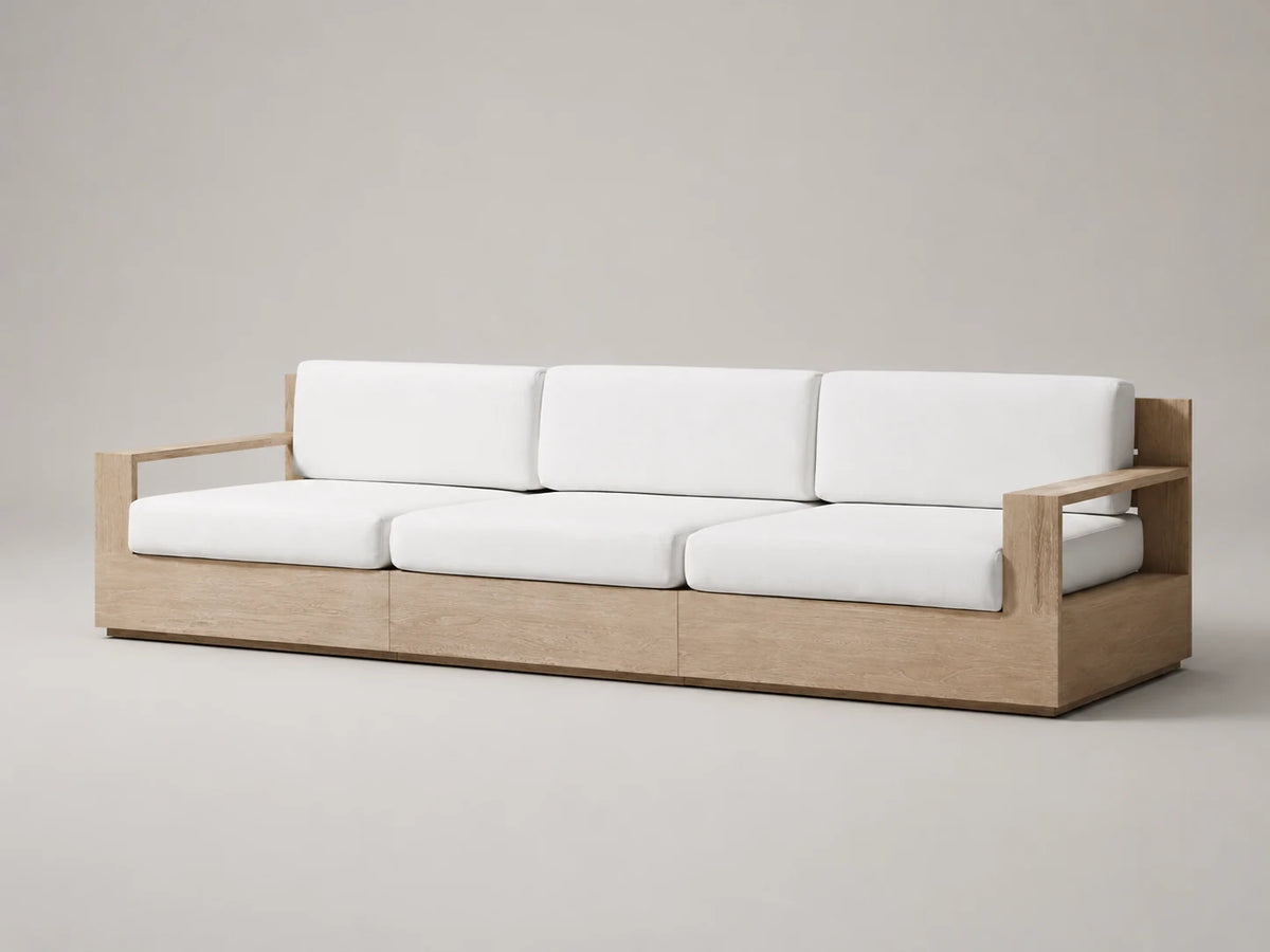 Outdoor Three-Seat Sofa, Teak Frame, Performance Fabric, product view