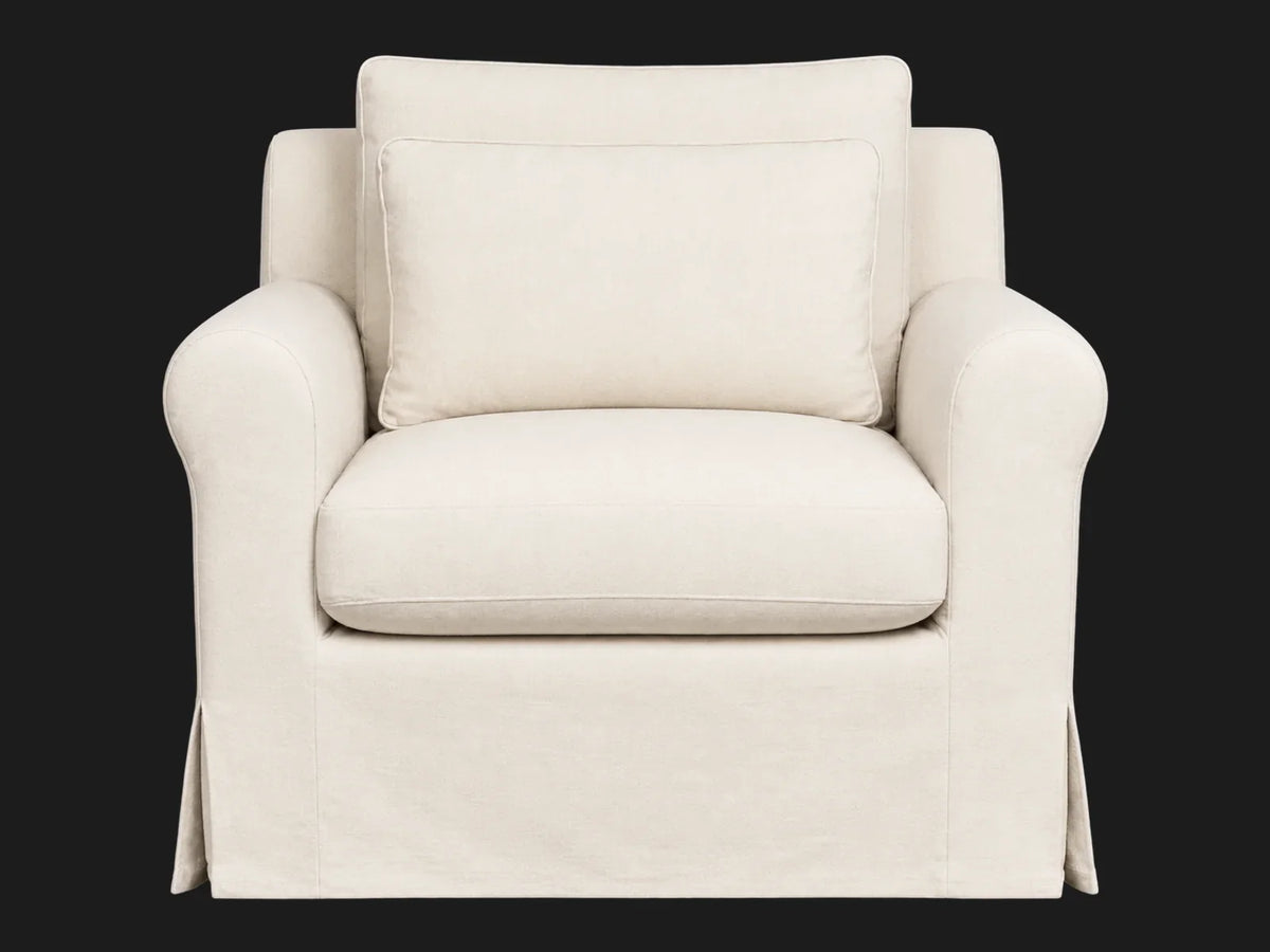 Elias Swivel Chair in Italian Brushed Wool Vanilla, front view