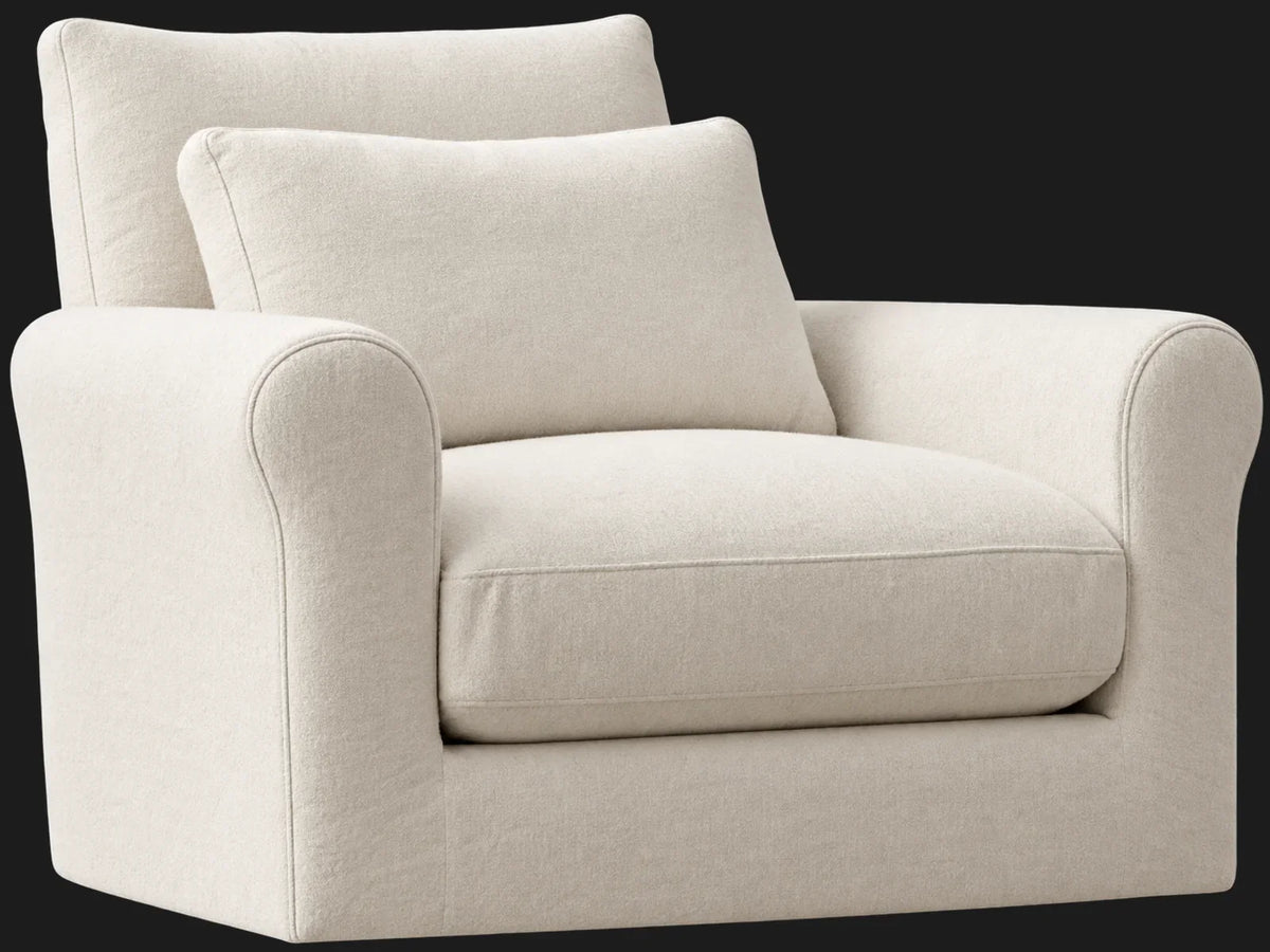 Elias Swivel Chair in Italian Brushed Wool Vanilla, close detail