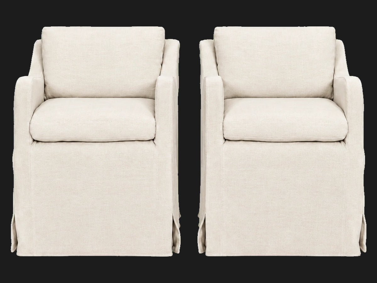 Esmé Dining Chair 2-piece set in Performance Linen Weave Flour - front view
