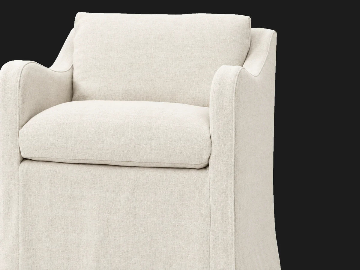 Esmé Dining Chair in Performance Linen Weave Flour - upholstery and cushion detail