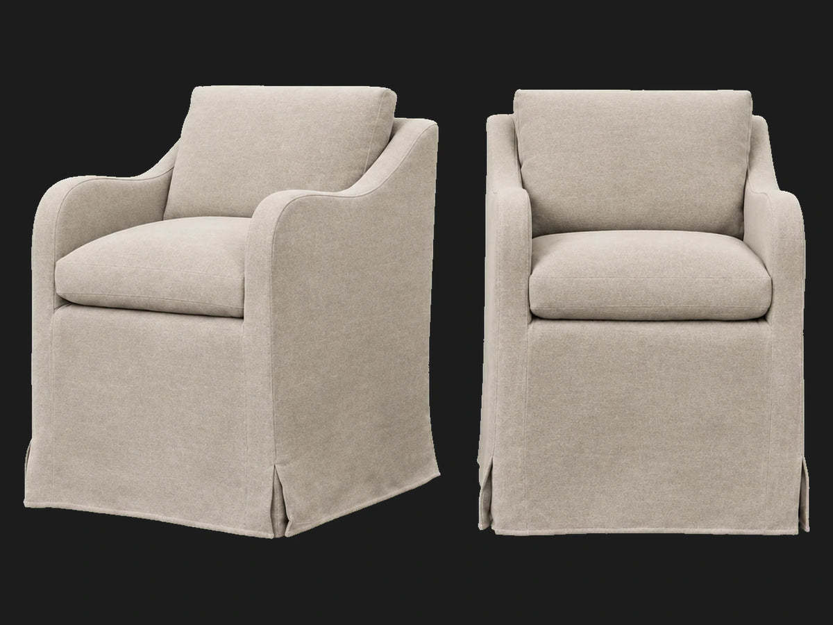 Esmé Dining Chair 2-piece set in Italian Brushed Wool Fox - front and three-quarter views #Fabric & Color_Italian Brushed Wool Fox