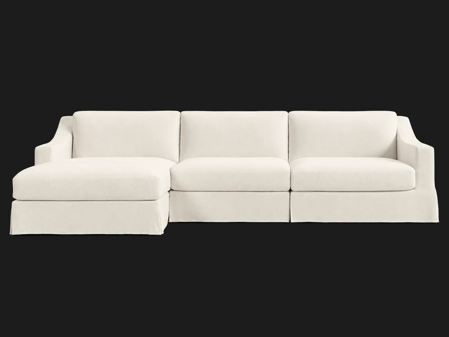 MODENA 4-Piece Left-Arm Chaise Sectional in Italian Brushed Wool Vanilla – Front