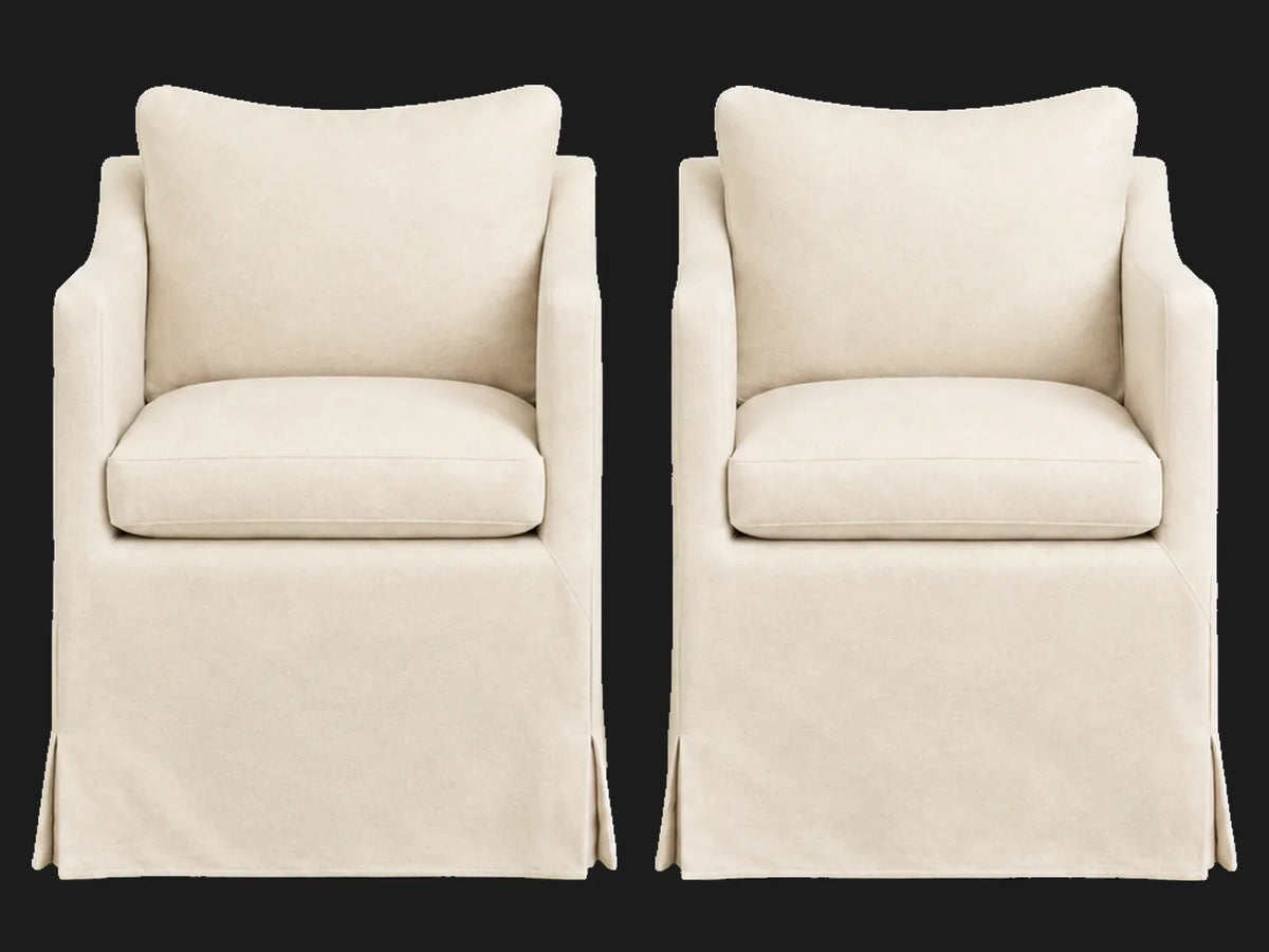 Amelia Dining Chair 2-piece set in Italian Brushed Wool Vanilla - main view