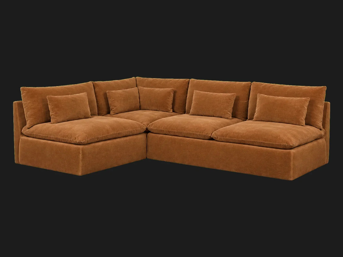Aria Slipcovered Modular Short L-Shape Sectional — Performance Velvet Cider gallery 2