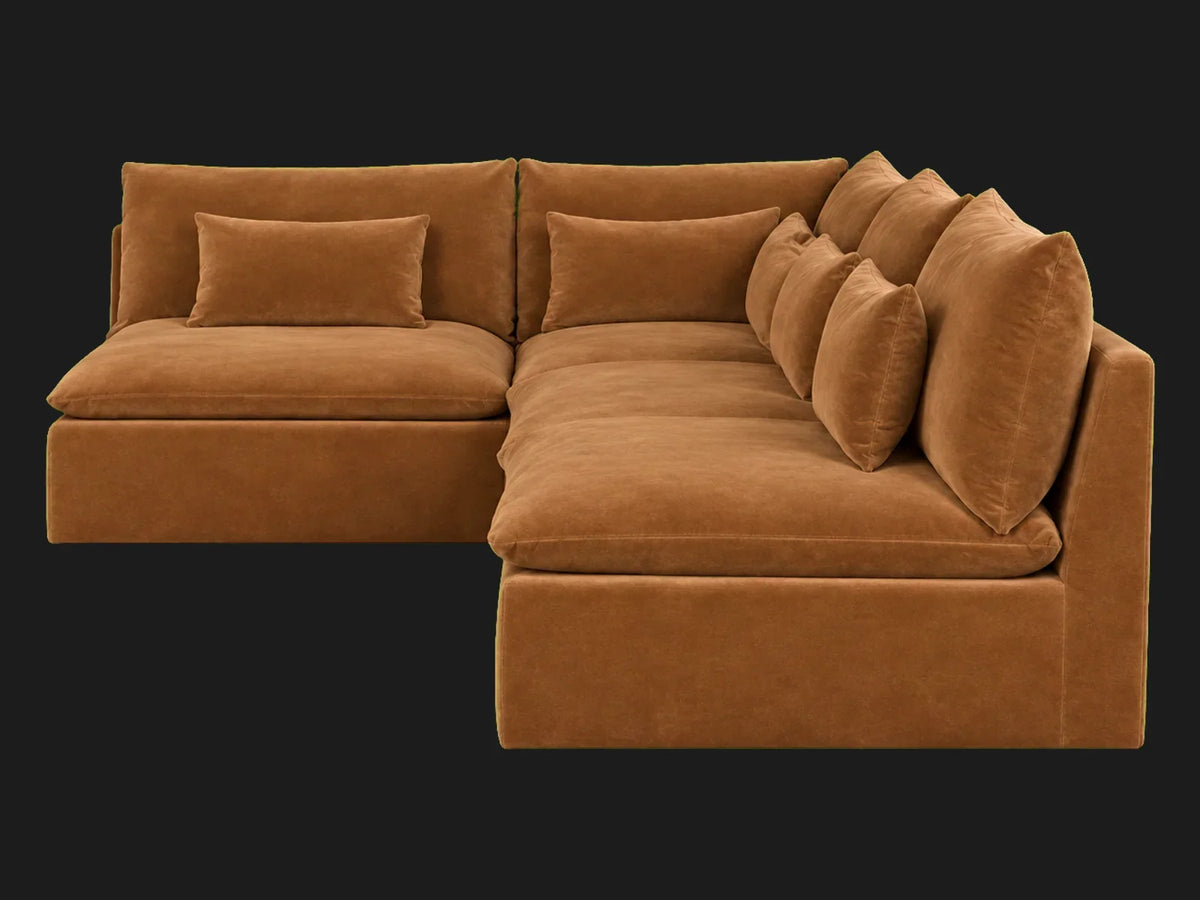 Aria Slipcovered Modular Short L-Shape Sectional — Performance Velvet Cider gallery 3