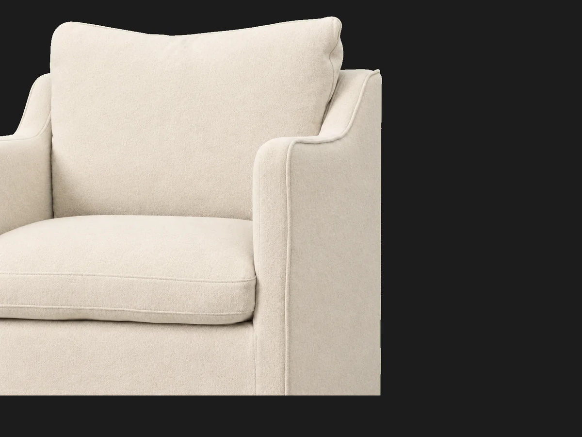 Amelia Dining Chair in Italian Brushed Wool Vanilla - upholstery and cushion detail