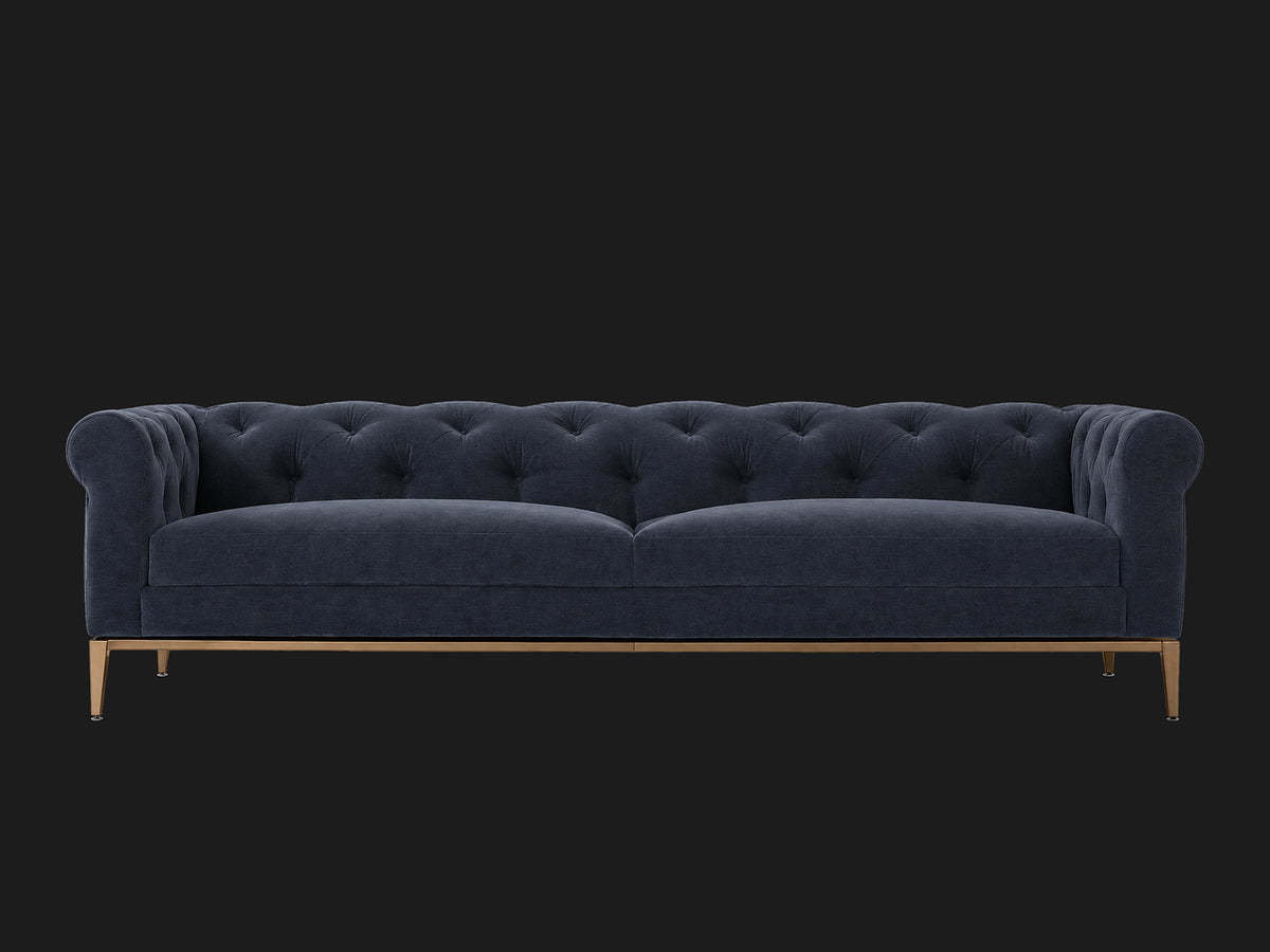 Italia Chesterfield 2-Cushion Sofa – Metal Base – Italian Brushed Wool Harbor – Burnished Bronze #Fabric & Color_Italian Brushed Wool Harbor