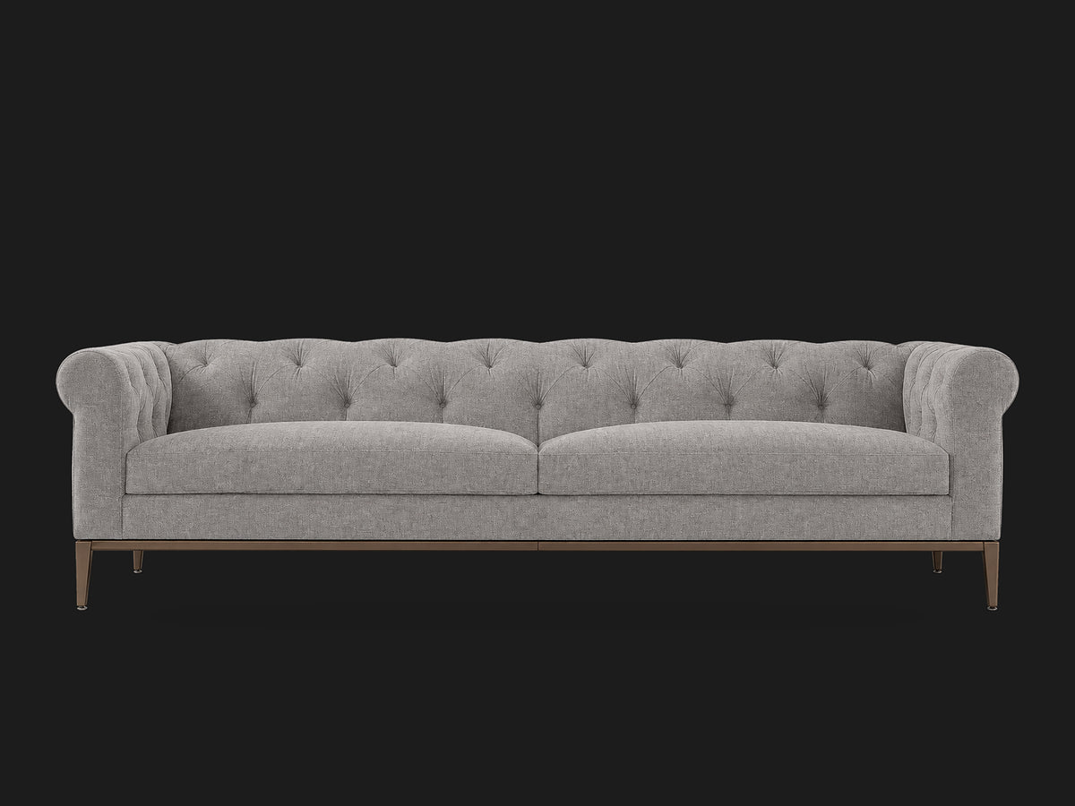 Italia Chesterfield 2-Cushion Sofa – Metal Base – Italian Brushed Wool Moon – Burnished Bronze #Fabric & Color_Italian Brushed Wool Moon