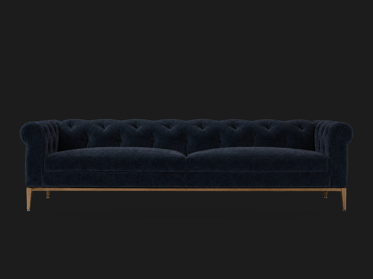 Italia Chesterfield 2-Cushion Sofa – Metal Base – Mohair Admiral – Burnished Bronze #Fabric & Color_Mohair Admiral
