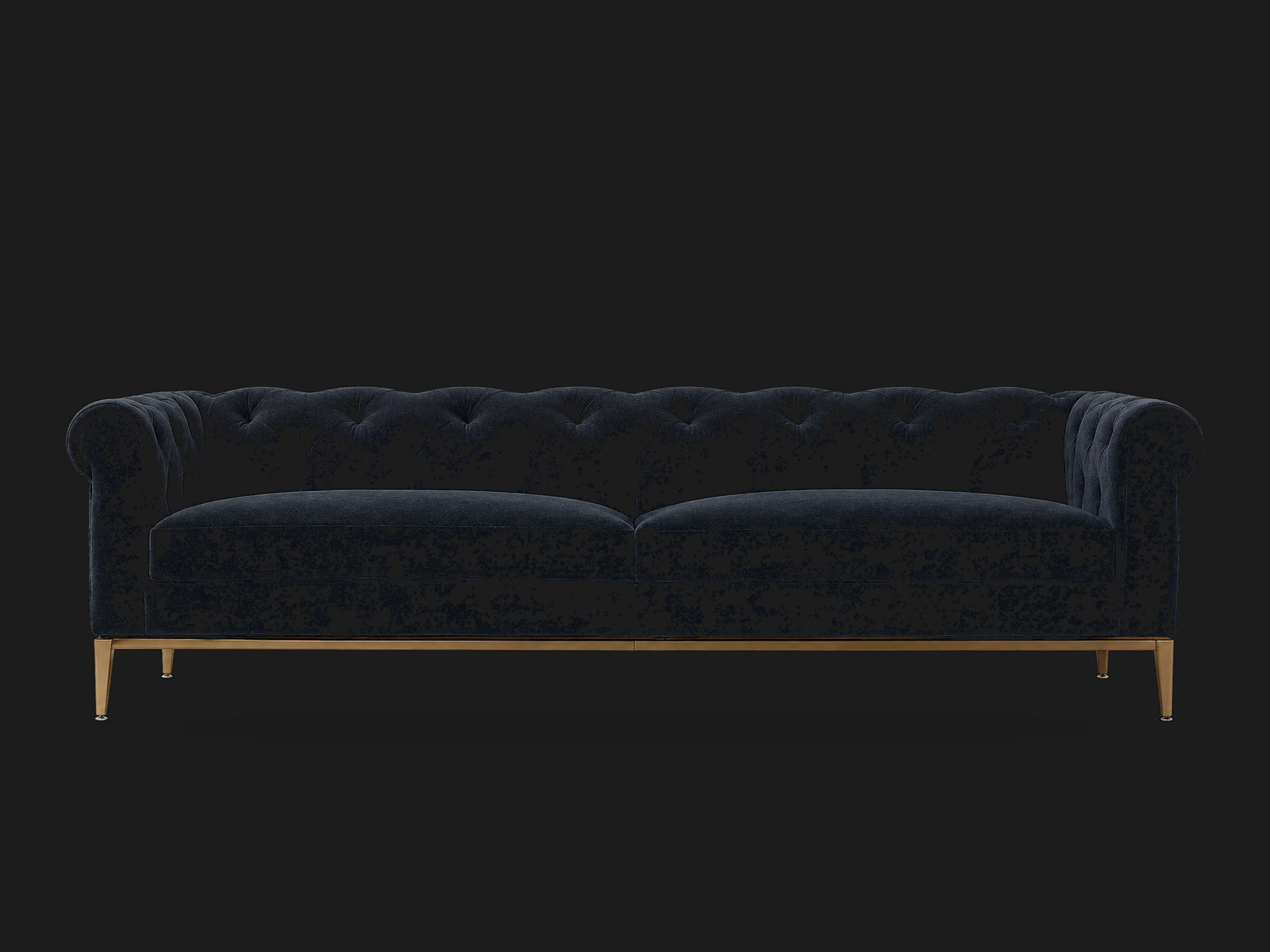 Italia Chesterfield 2-Cushion Sofa – Metal Base – Mohair Admiral – Matte Brass