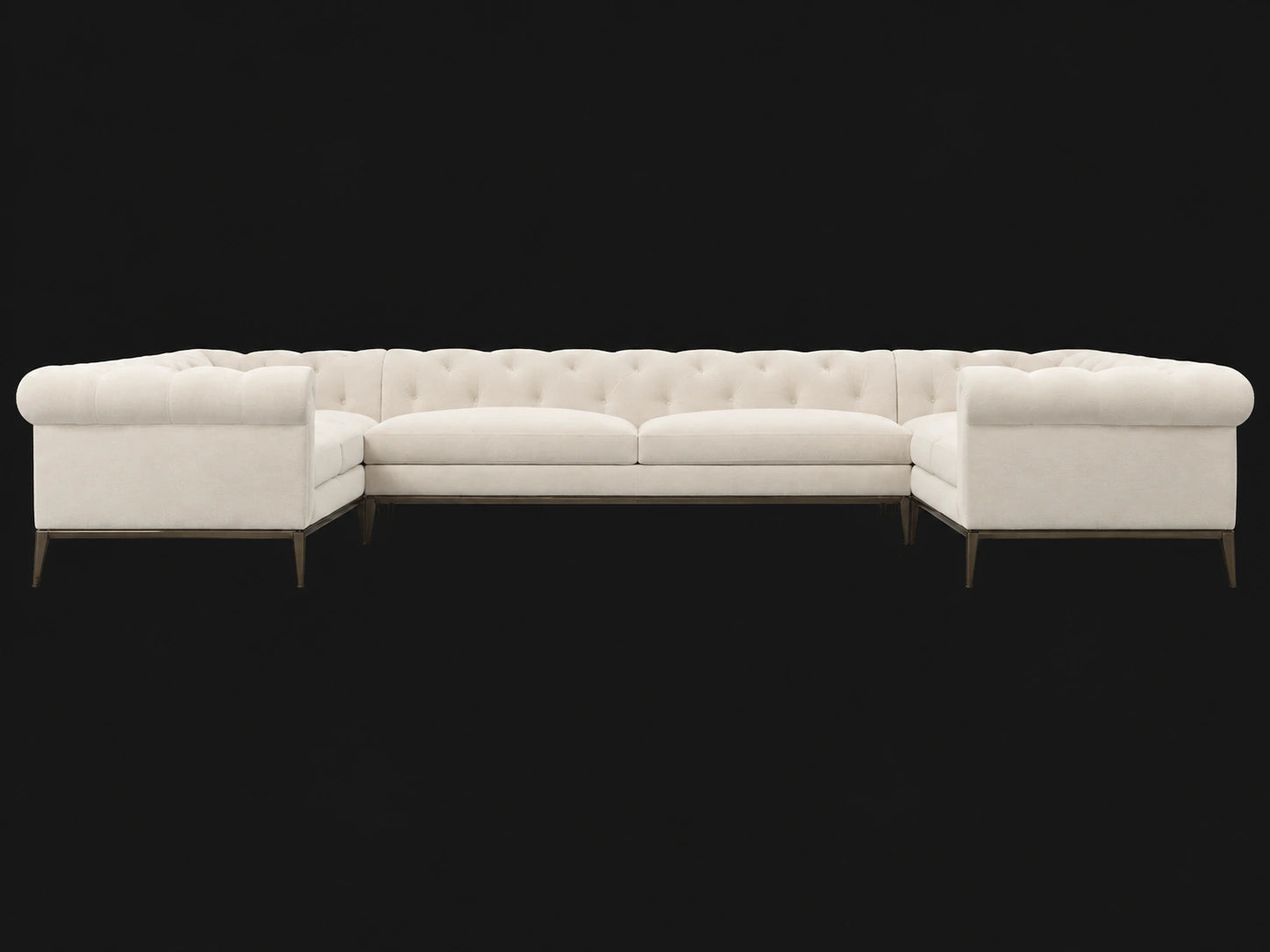 Italia Chesterfield U-Sectional - Italian Brushed Wool Vanilla / Burnished Bronze - main front