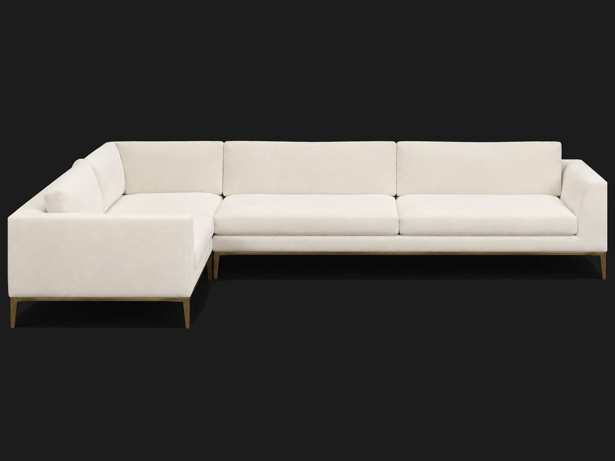 Italia Taper Arm Left-Arm L-Sectional – Italian Brushed Wool Vanilla – Matte Brass – View 2