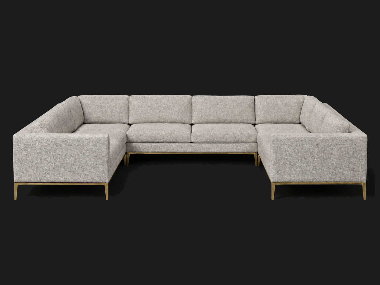 Italia Taper Arm U-Sectional – Metal Base – Heritage Belgian Linen Agate – Matte Brass