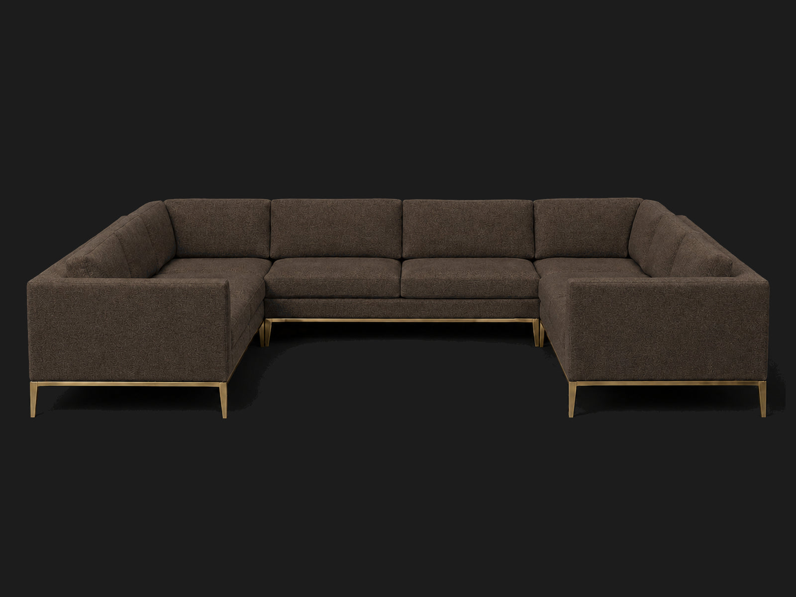 Italia Taper Arm U-Sectional – Metal Base – Italian Brushed Wool Cocoa – Matte Brass #Fabric & Color_Italian Brushed Wool Cocoa