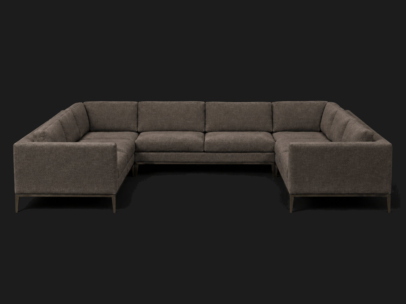 Italia Taper Arm U-Sectional – Metal Base – Italian Brushed Wool Fox – Burnished Bronze #Fabric & Color_Italian Brushed Wool Fox