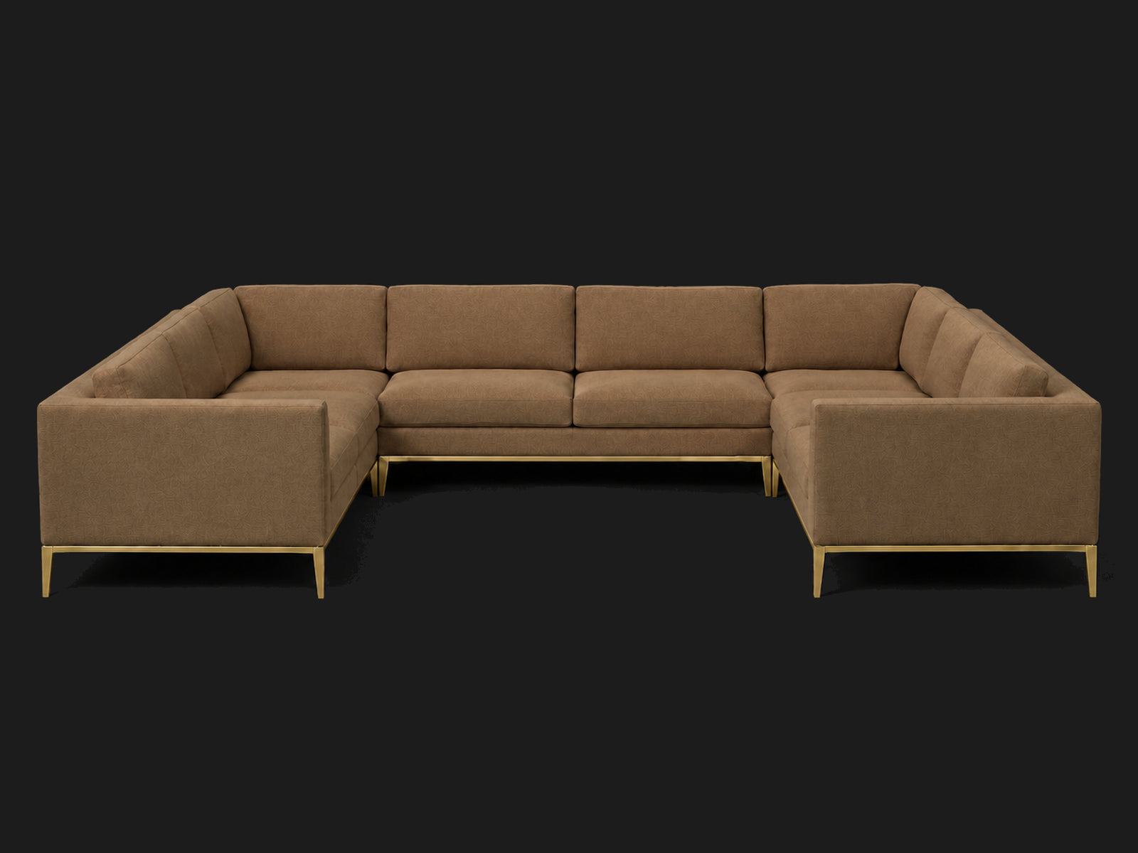 Italia Taper Arm U-Sectional – Metal Base – Italian Brushed Wool Fox – Matte Brass #Fabric & Color_Italian Brushed Wool Fox