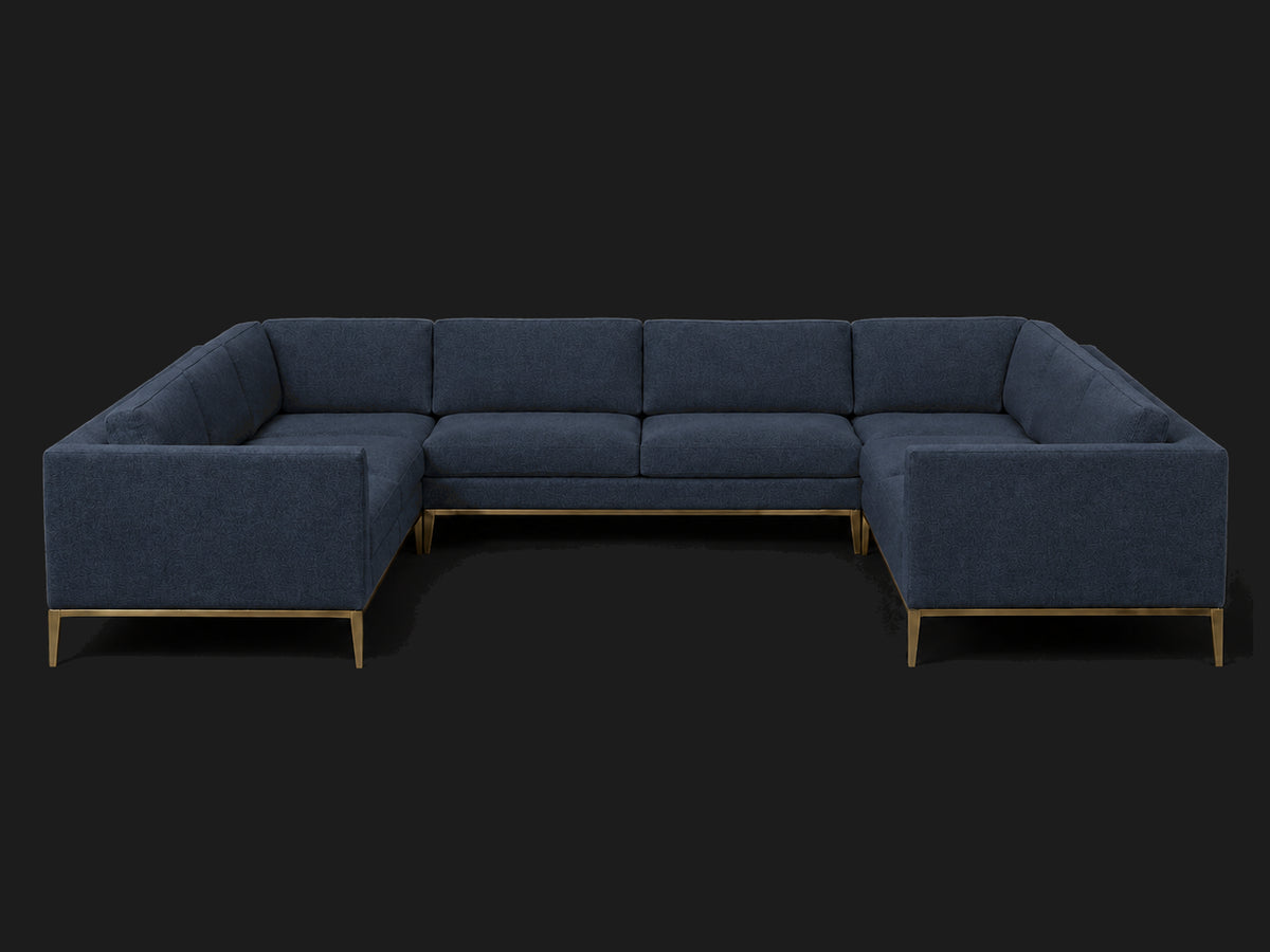 Italia Taper Arm U-Sectional – Metal Base – Italian Brushed Wool Harbor – Burnished Bronze #Fabric & Color_Italian Brushed Wool Harbor
