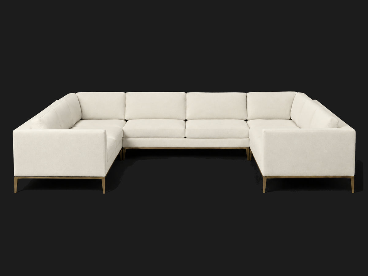 Italia Taper Arm U-Sectional – Metal Base – Italian Brushed Wool Vanilla – Burnished Bronze #Fabric & Color_Italian Brushed Wool Vanilla