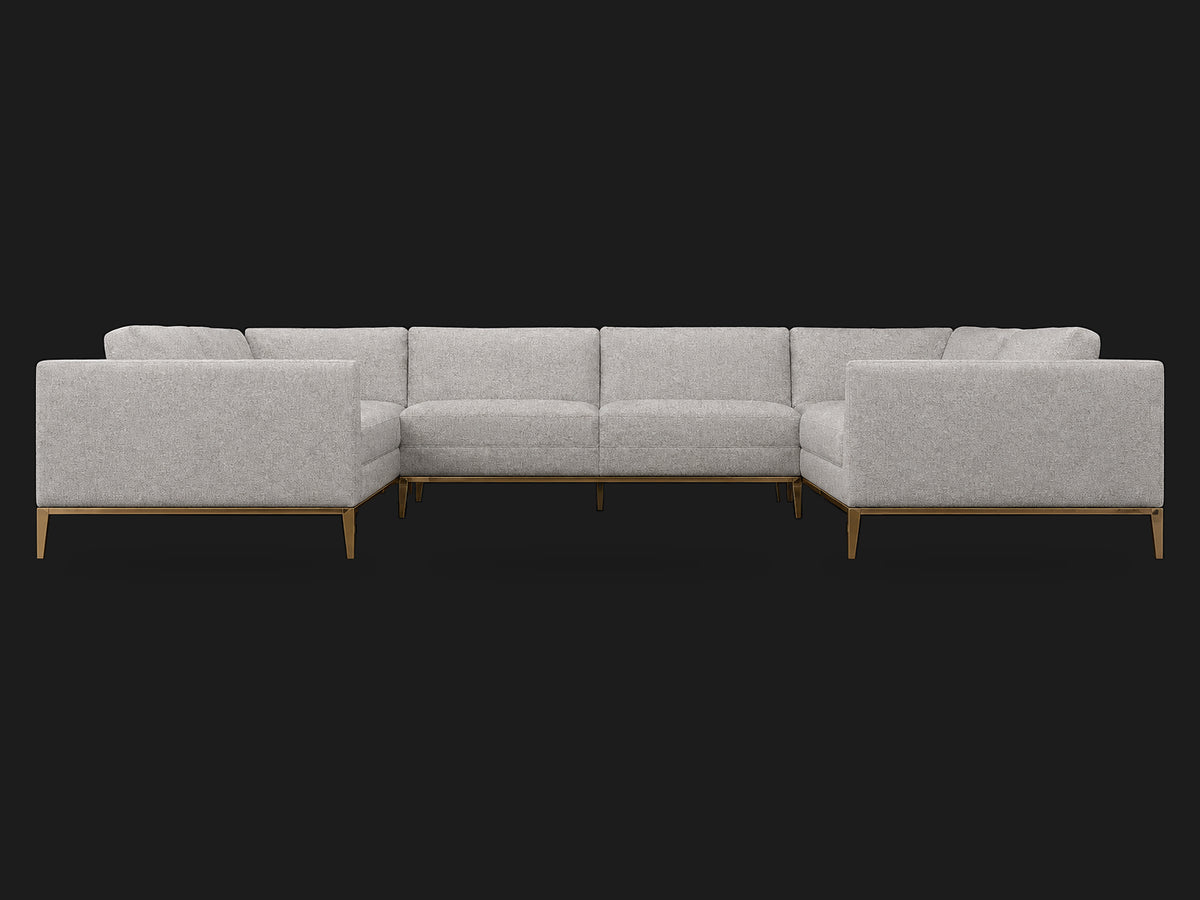 Italia Taper Arm U-Sectional – Metal Base – Ecommerce Main 1 – Italian Brushed Wool Moon – Matte Brass