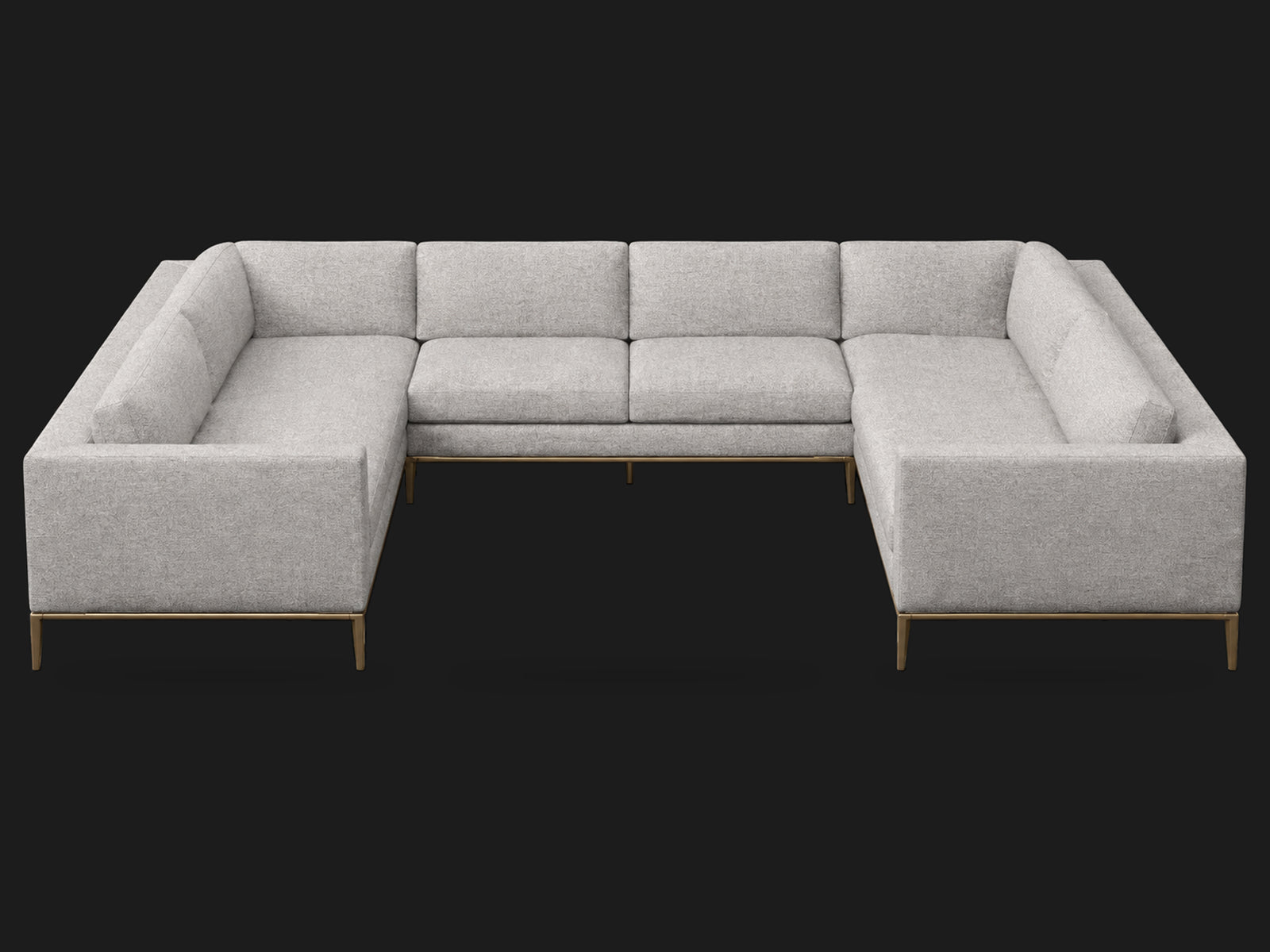 Italia Taper Arm U-Sectional – Metal Base – Ecommerce Main 2 – Italian Brushed Wool Moon – Matte Brass