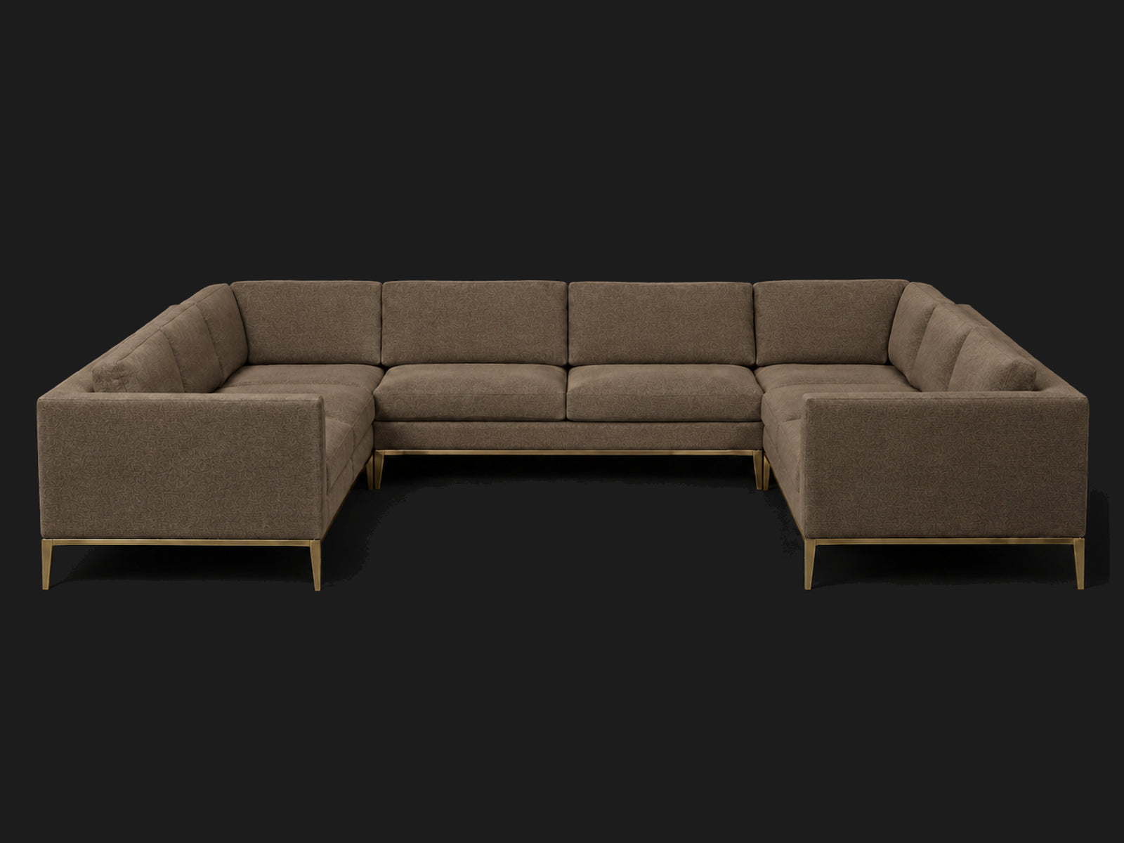 Italia Taper Arm U-Sectional – Metal Base – Mohair Mink – Matte Brass #Fabric & Color_Mohair Mink