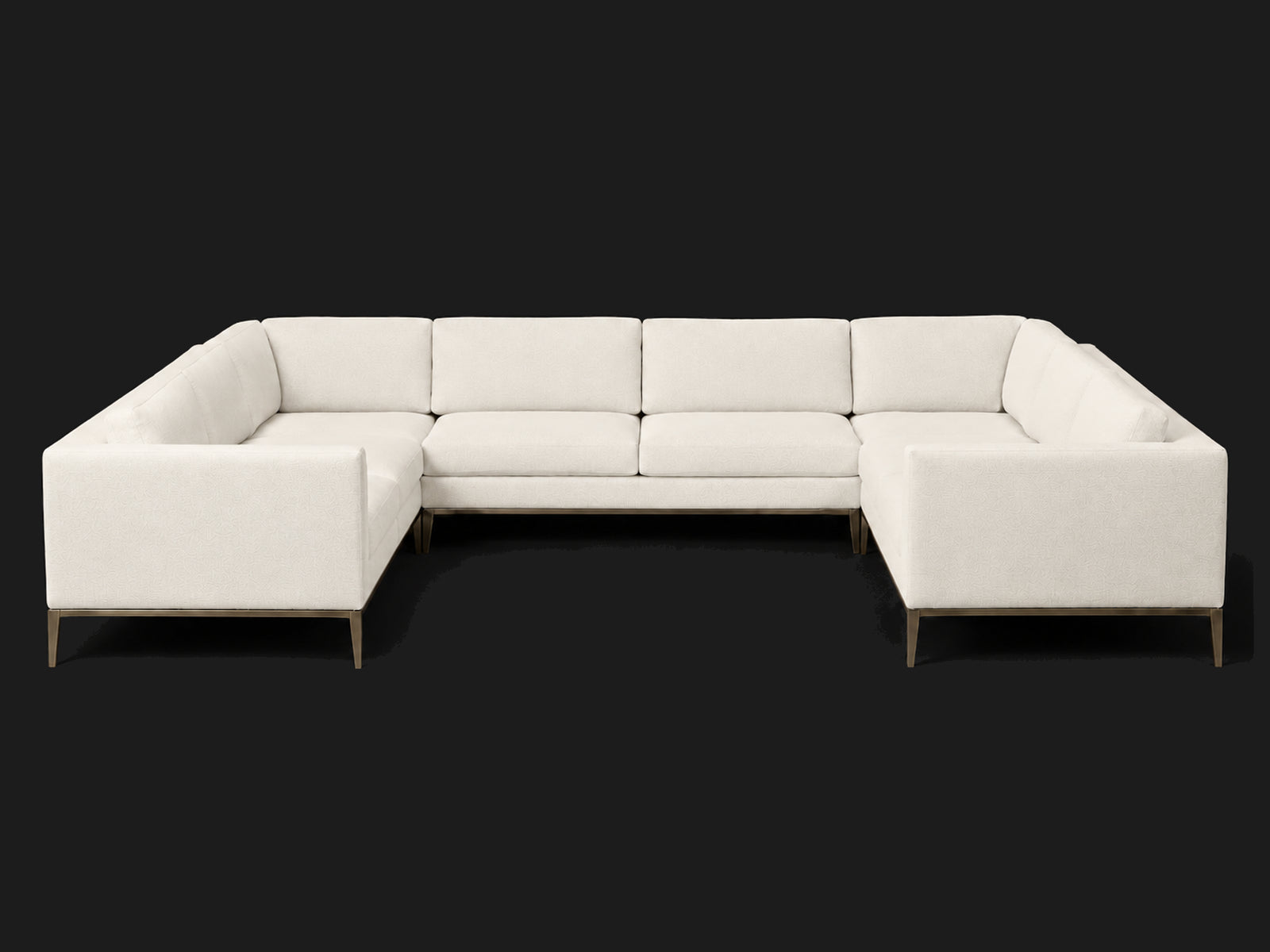 Italia Taper Arm U-Sectional – Metal Base – Performance Linen Weave Flour – Burnished Bronze #Fabric & Color_Performance Linen Weave Flour