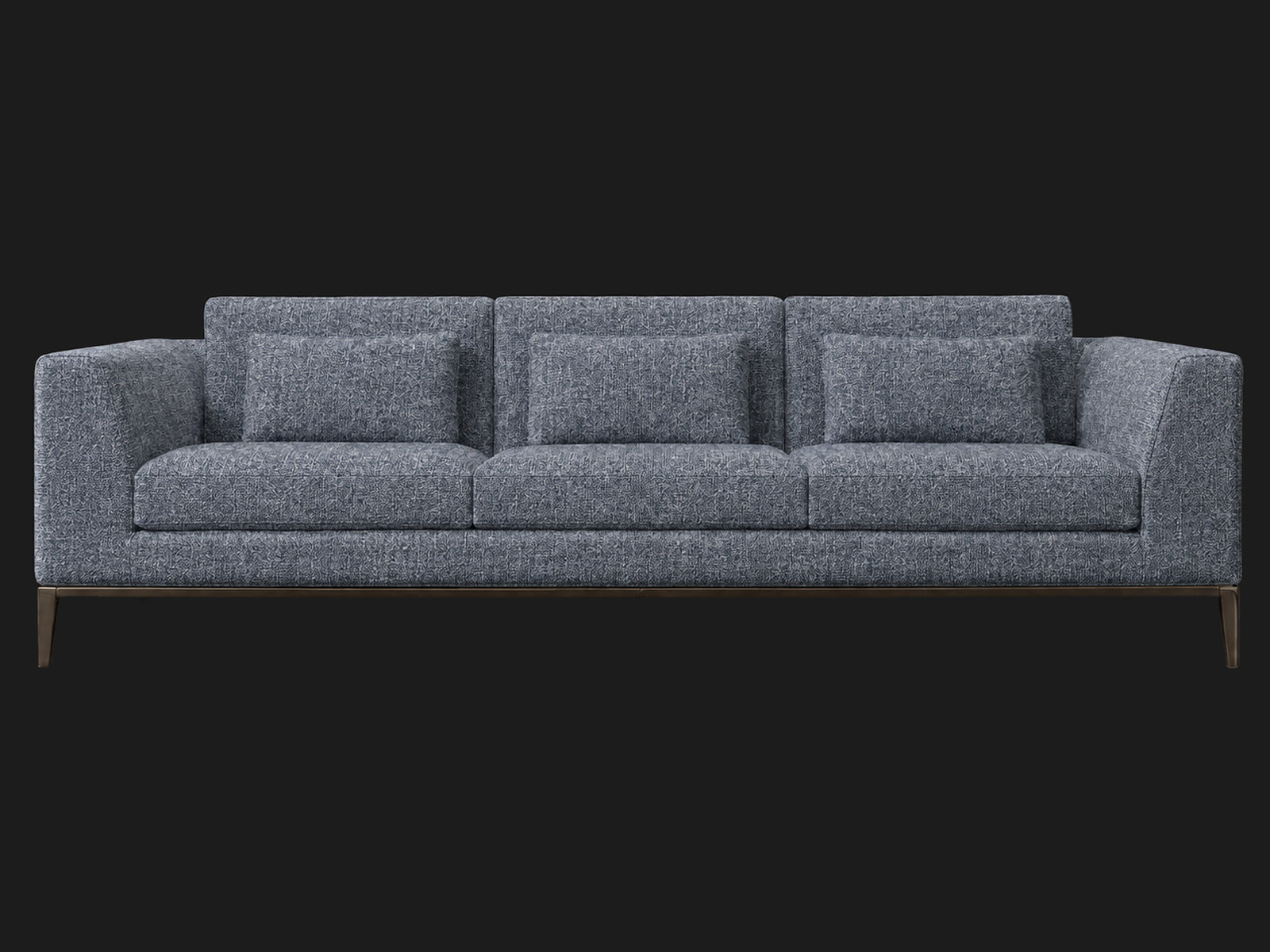 Italia Taper Arm 3-Cushion Sofa — Heritage Belgian Linen Lake — Burnished Bronze — front-source-1 #Fabric & Color_Heritage Belgian Linen Lake