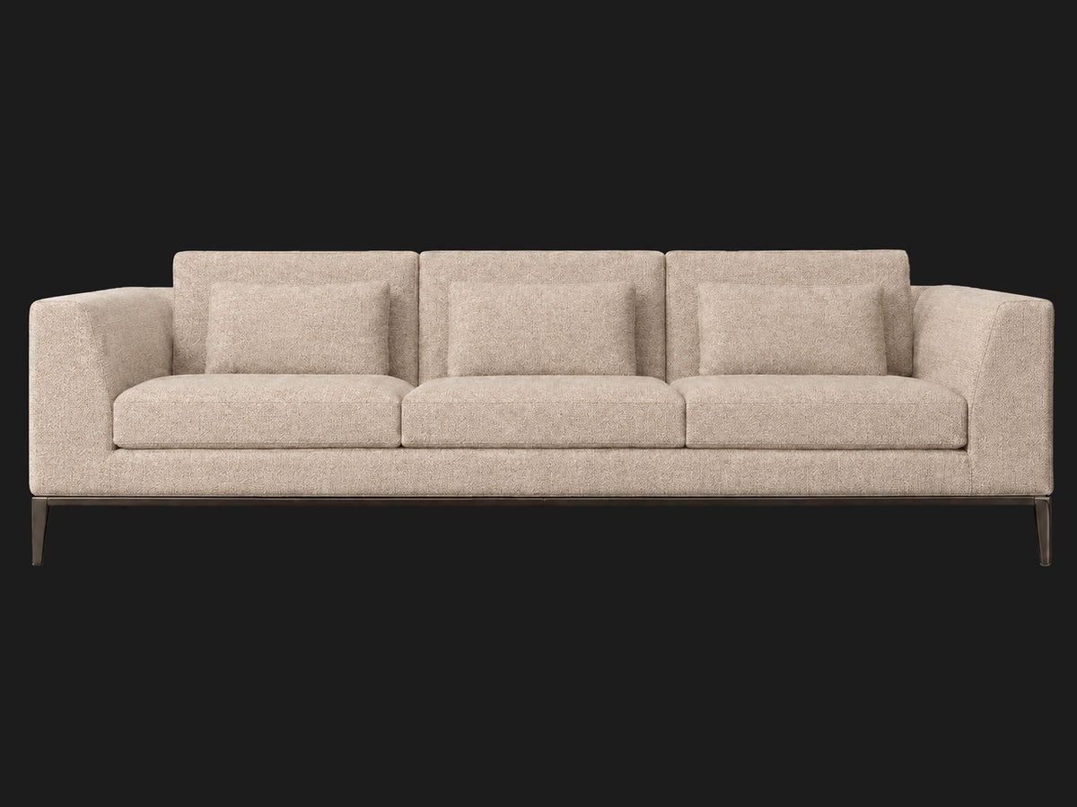 Italia Taper Arm 3-Cushion Sofa — Heritage Belgian Linen Petal — Burnished Bronze — front-source-1 #Fabric & Color_Heritage Belgian Linen Petal