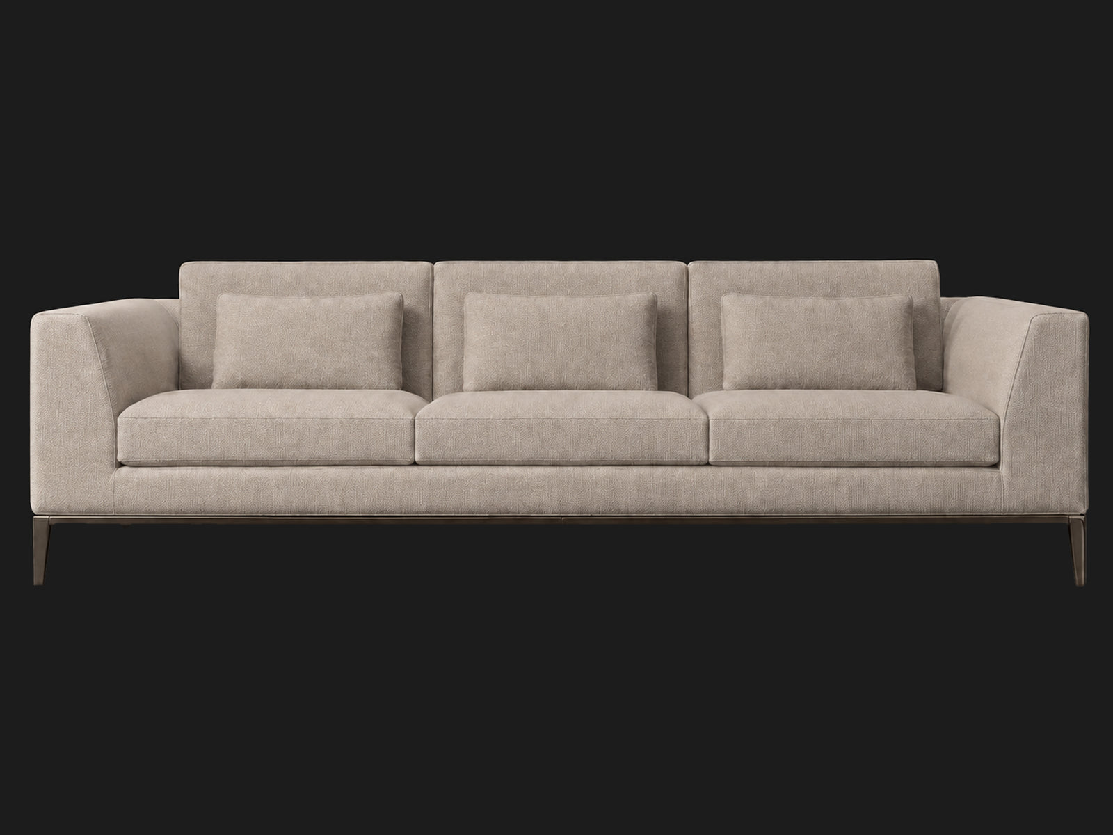Italia Taper Arm 3-Cushion Sofa — Italian Brushed Wool Fox — Burnished Bronze — front-source-1 #Fabric & Color_Italian Brushed Wool Fox