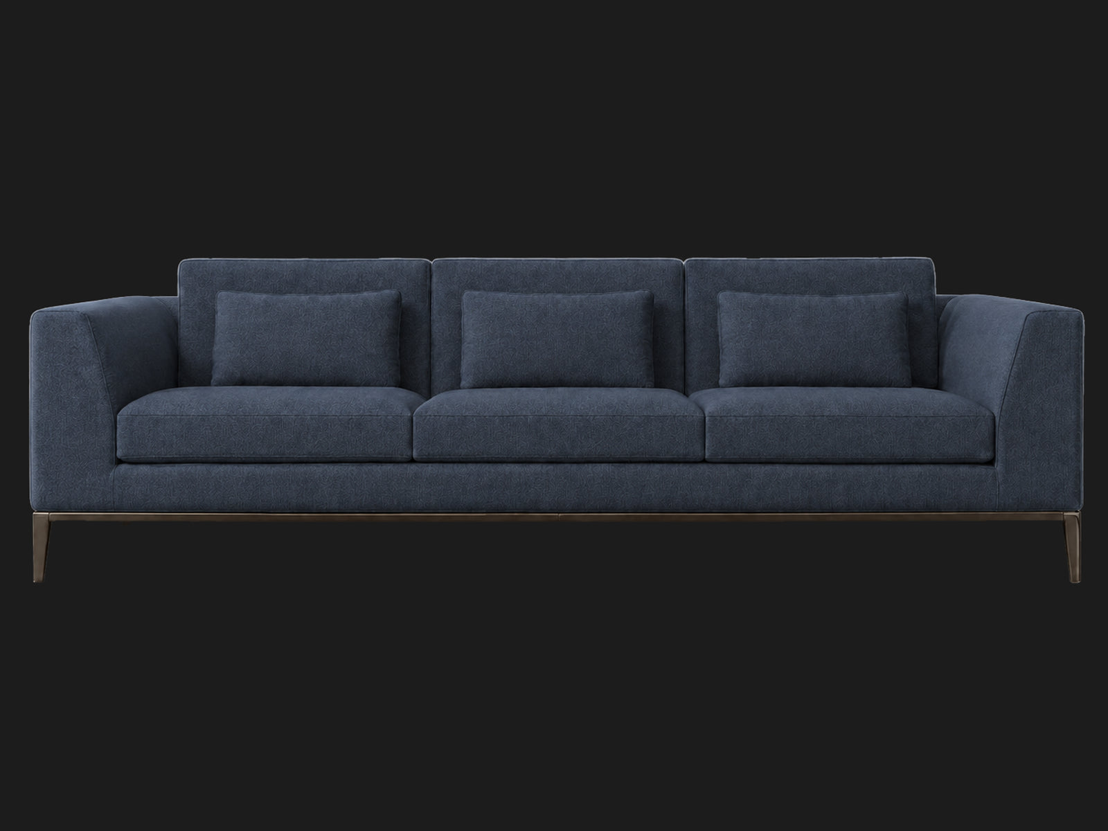 Italia Taper Arm 3-Cushion Sofa — Italian Brushed Wool Harbor — Burnished Bronze — front-source-1 #Fabric & Color_Italian Brushed Wool Harbor