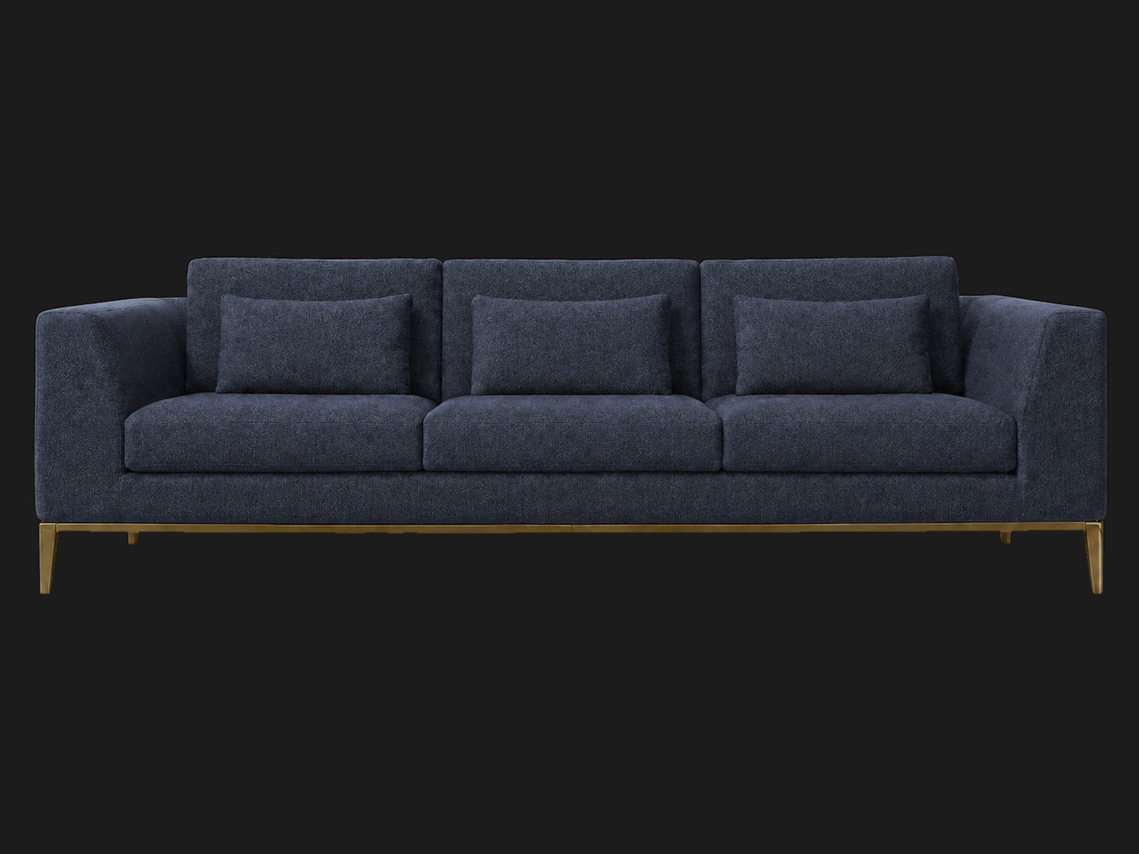 Italia Taper Arm 3-Cushion Sofa — Italian Brushed Wool Harbor — Matte Brass — front-source-1 #Fabric & Color_Italian Brushed Wool Harbor